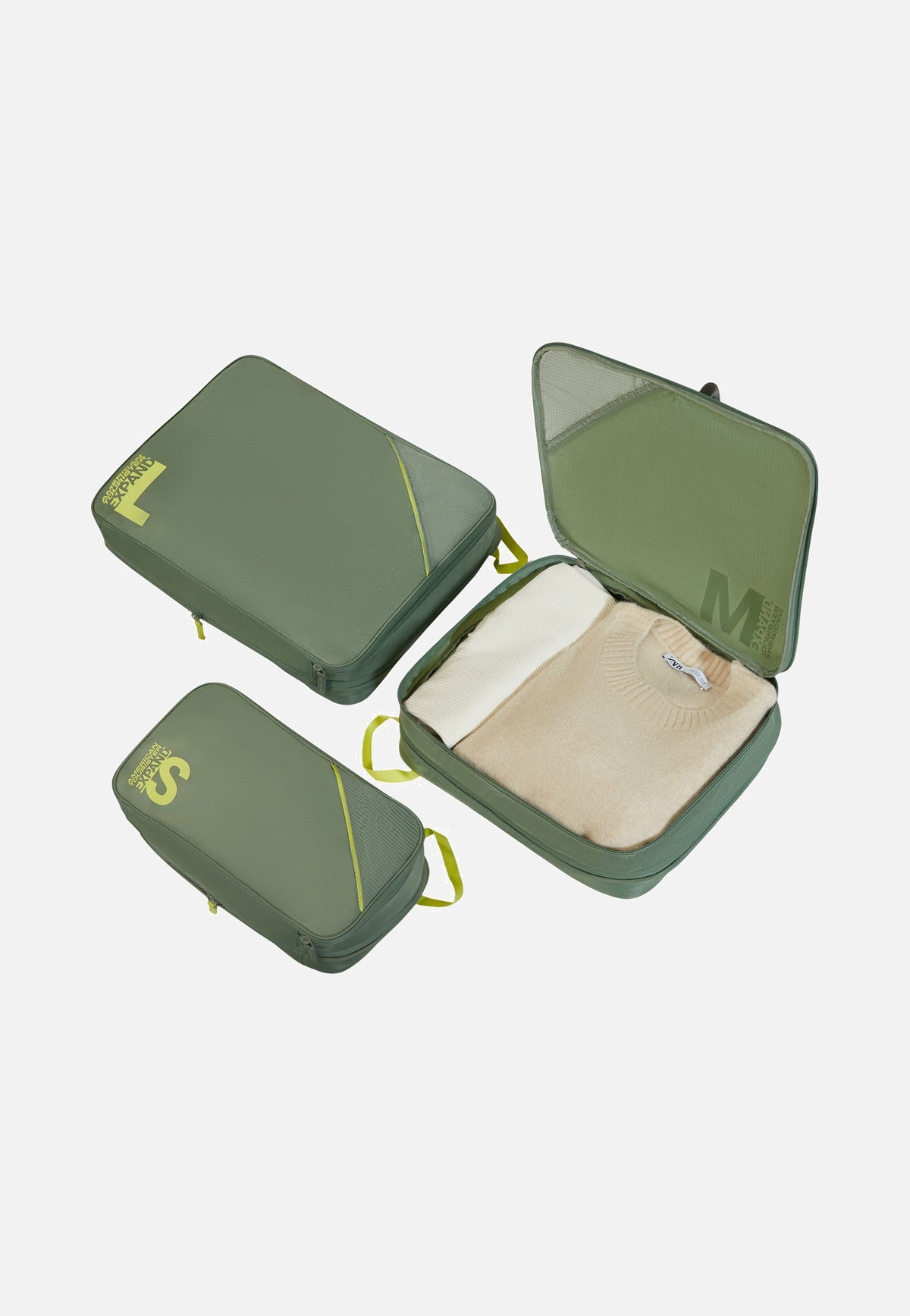American Tourister Packing Cubes S/M/L Olive/Lime Packing Cubes