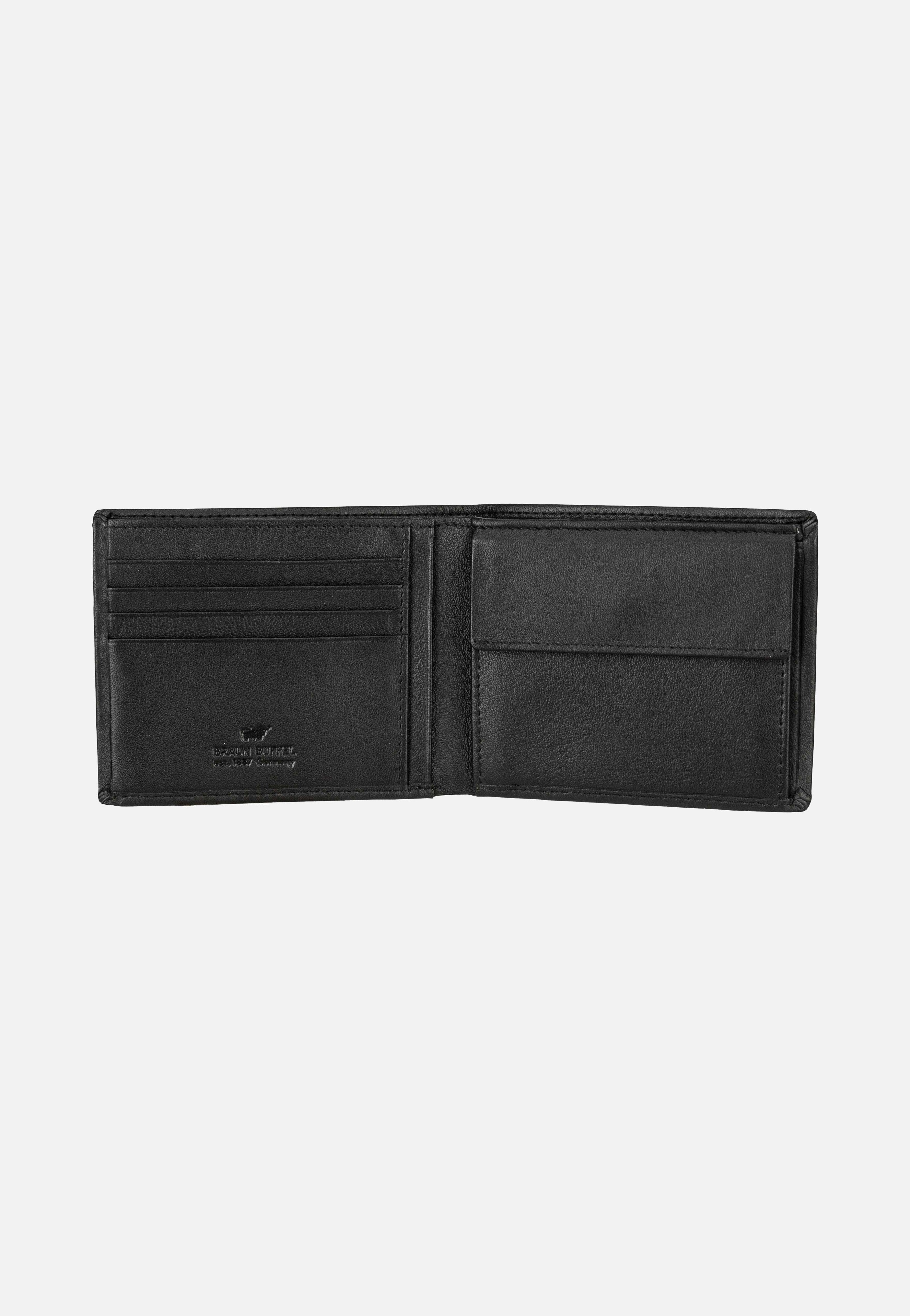 Braun Büffel Hannes Coin Wallet 4+4Cs Schwarz Portemonnaie