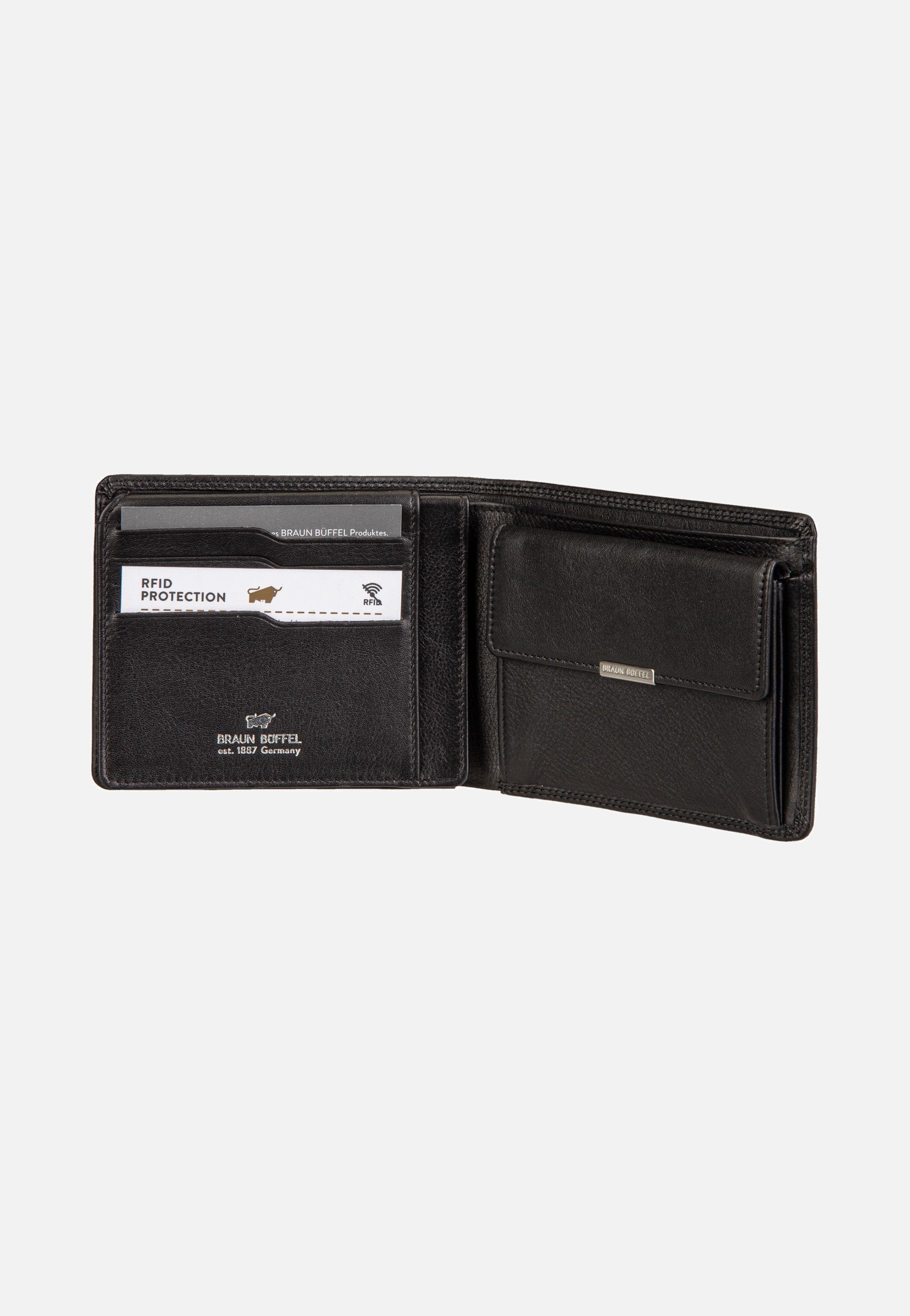 Braun Büffel Golf RFID Coin Wallet 8Cs Black Portemonnaie