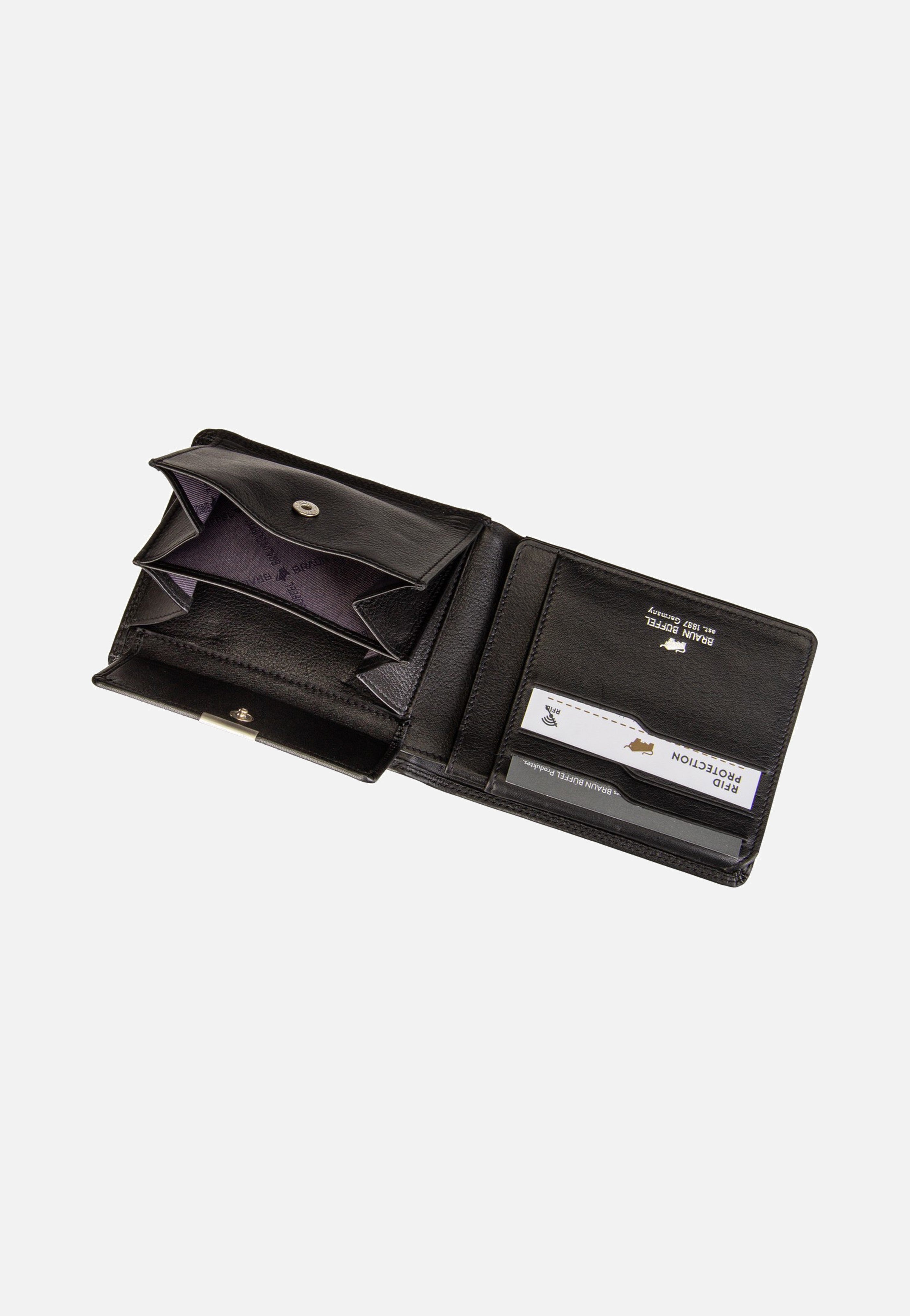 Braun Büffel Golf RFID Coin Wallet 8Cs Black Portemonnaie