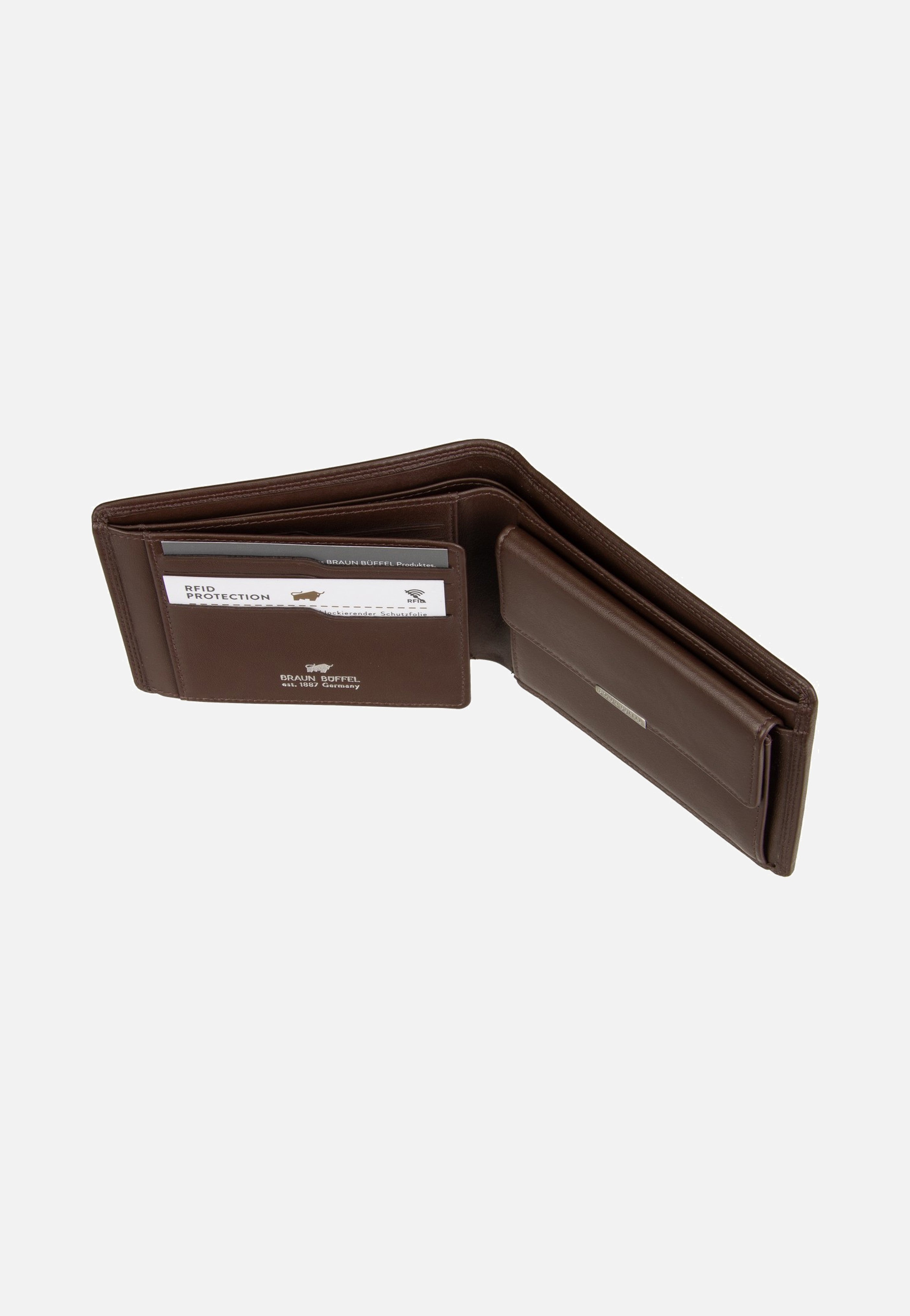 Braun Büffel Golf RFID Coin Wallet 8Cs Braun Portemonnaie