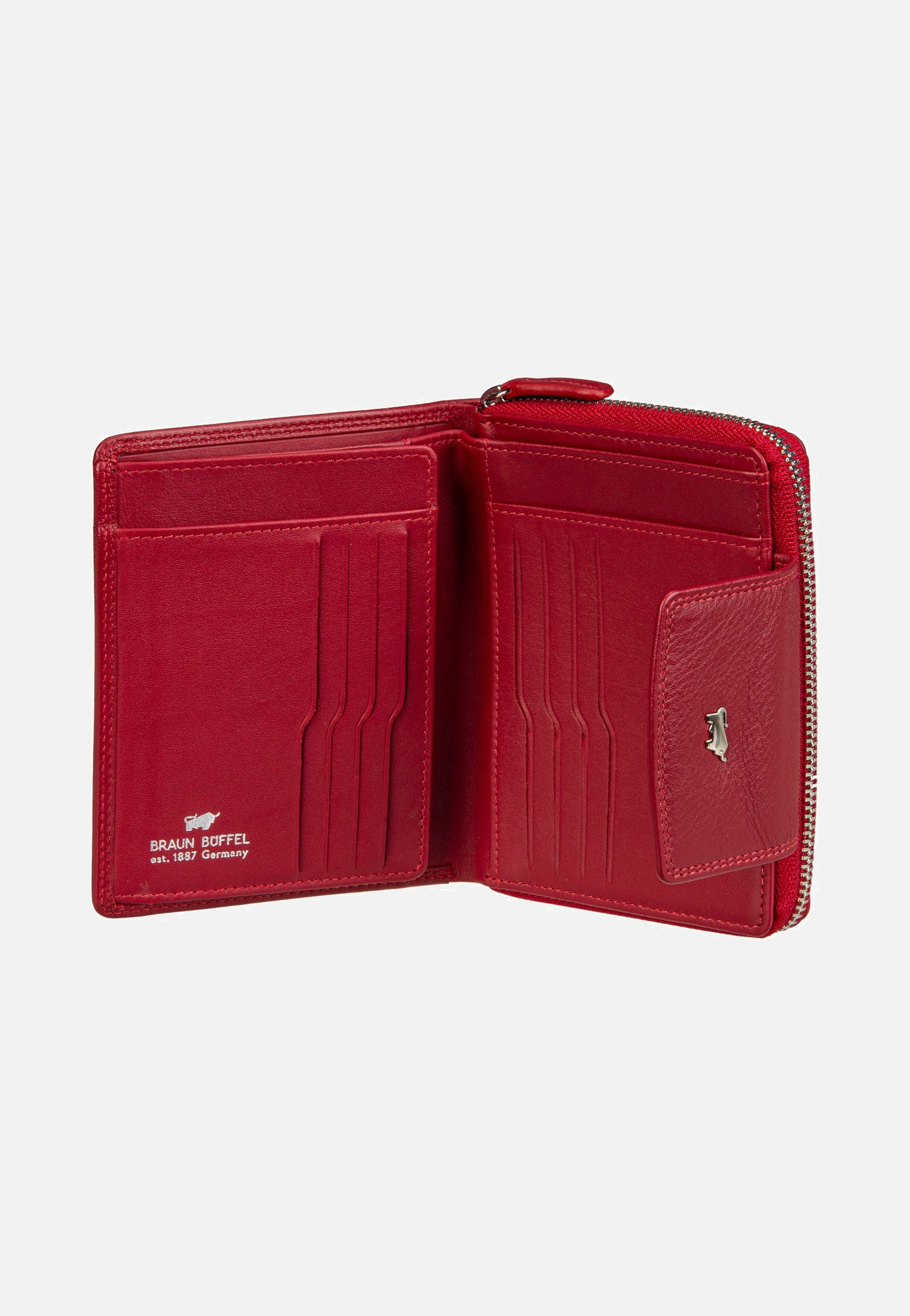 Braun Büffel Golf RFID Zip-Wallet M 12Cs Red Portemonnaie