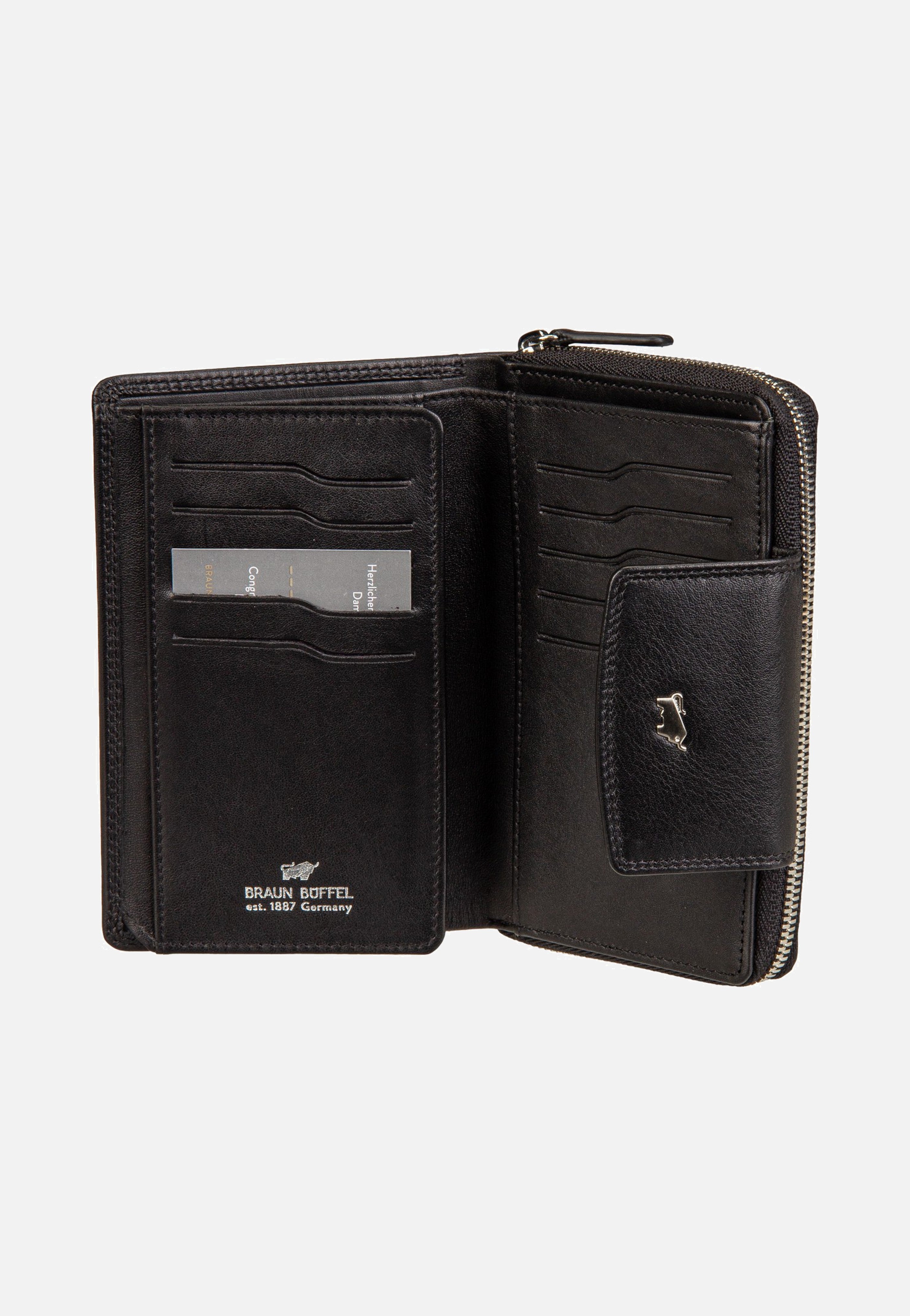 Braun Büffel Golf RFID Zip-Wallet M 15Cs Black Portemonnaie