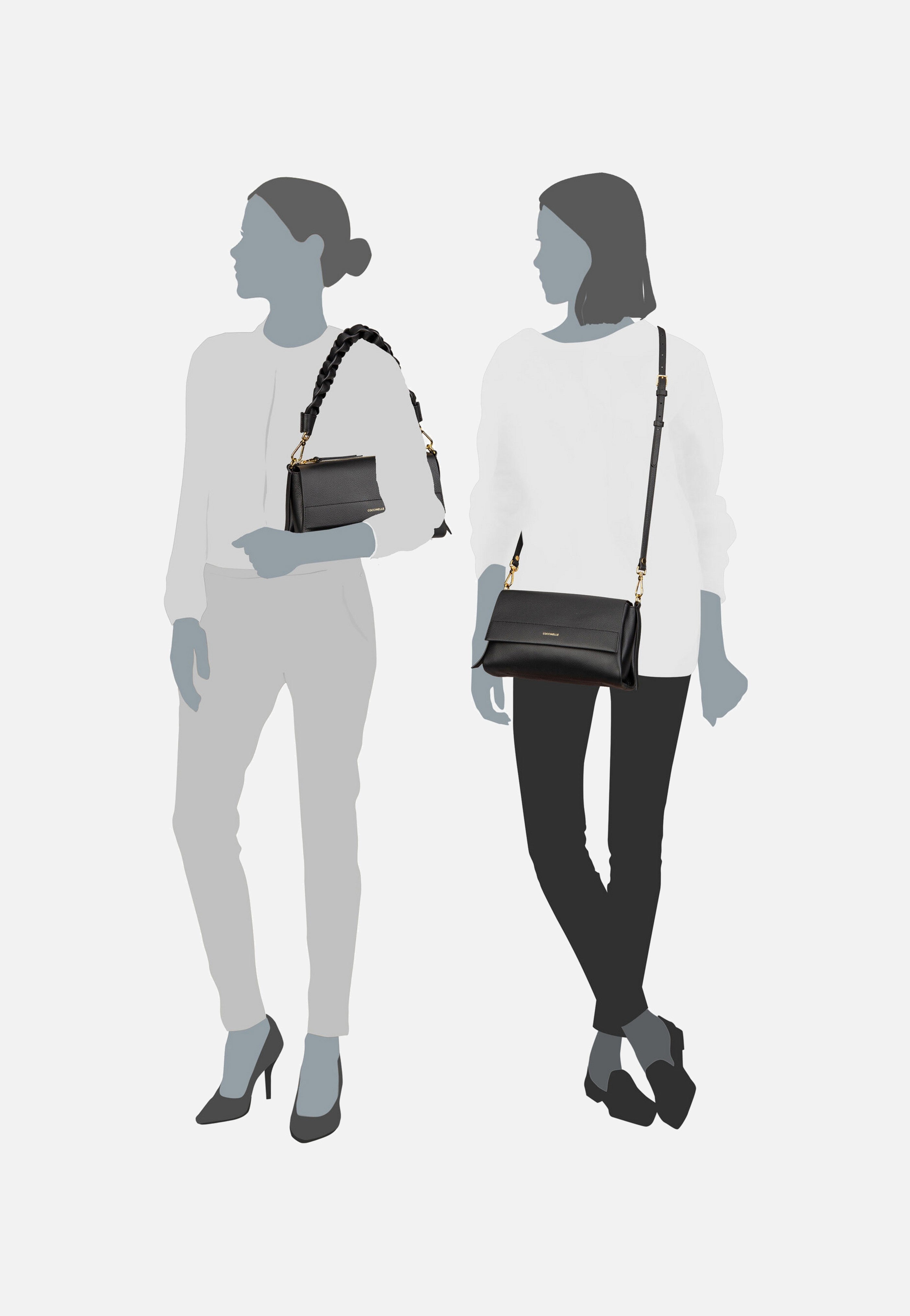 Coccinelle - Boheme Grana Double 1201 Noir/Cognac - Shoulder Bag | Women-Image