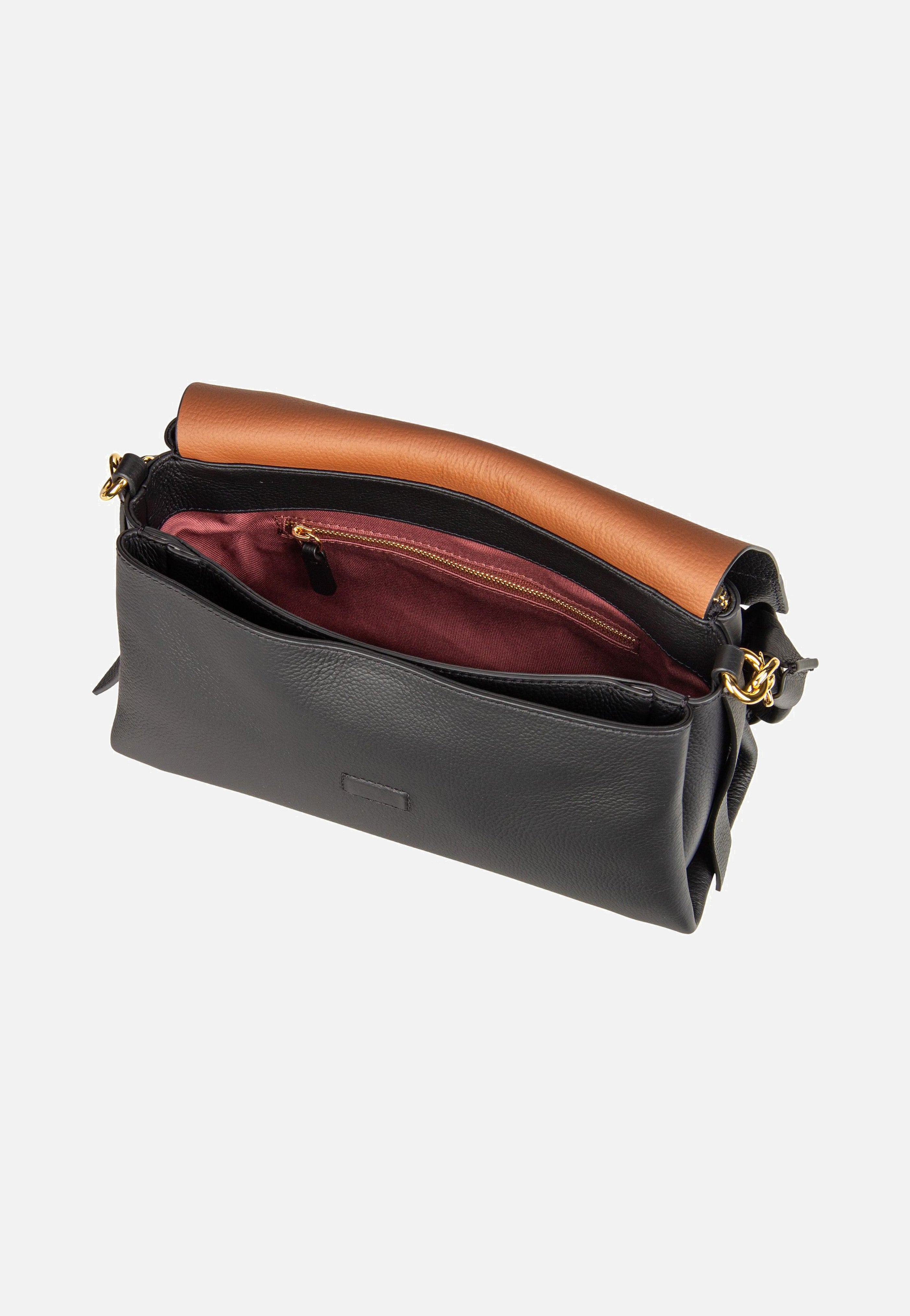 Coccinelle - Boheme Grana Double 1201 Noir/Cognac - Shoulder Bag | Women-Image