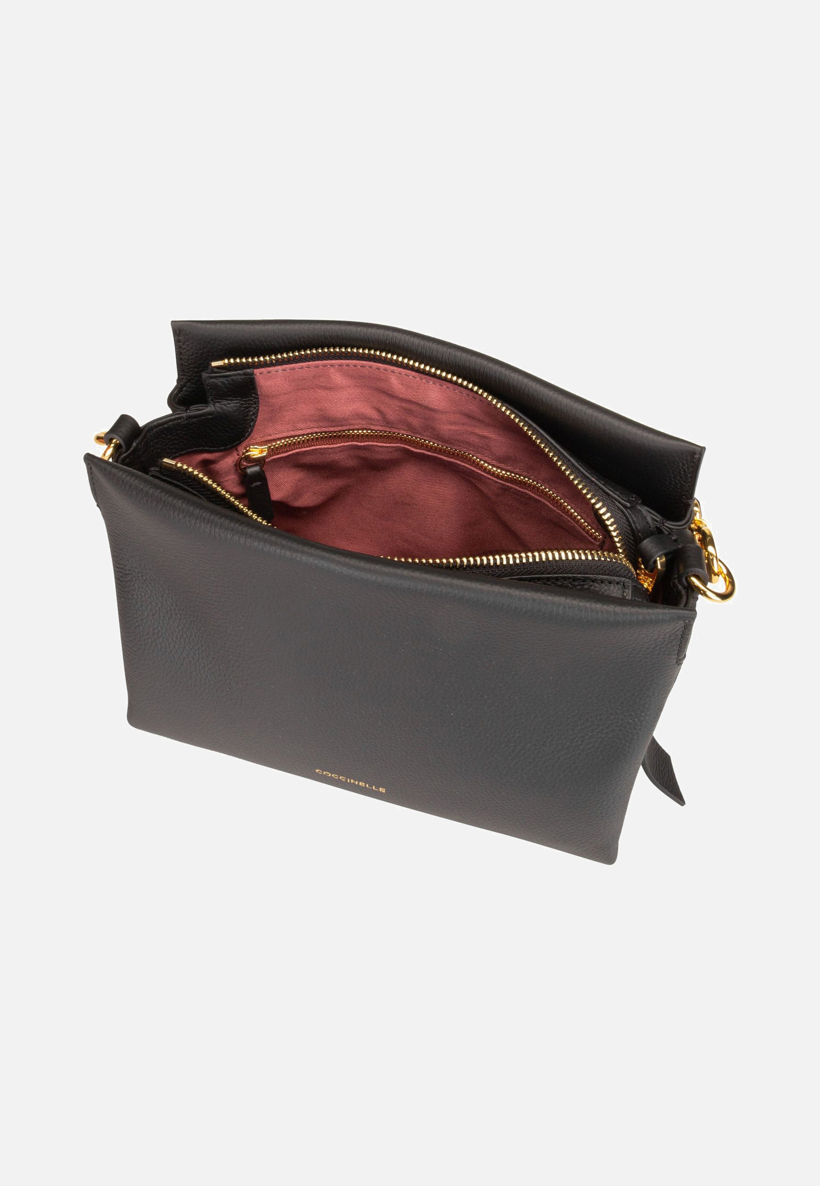 Coccinelle Boheme Grana Double 5801 Noir/Cuir Handle Bag