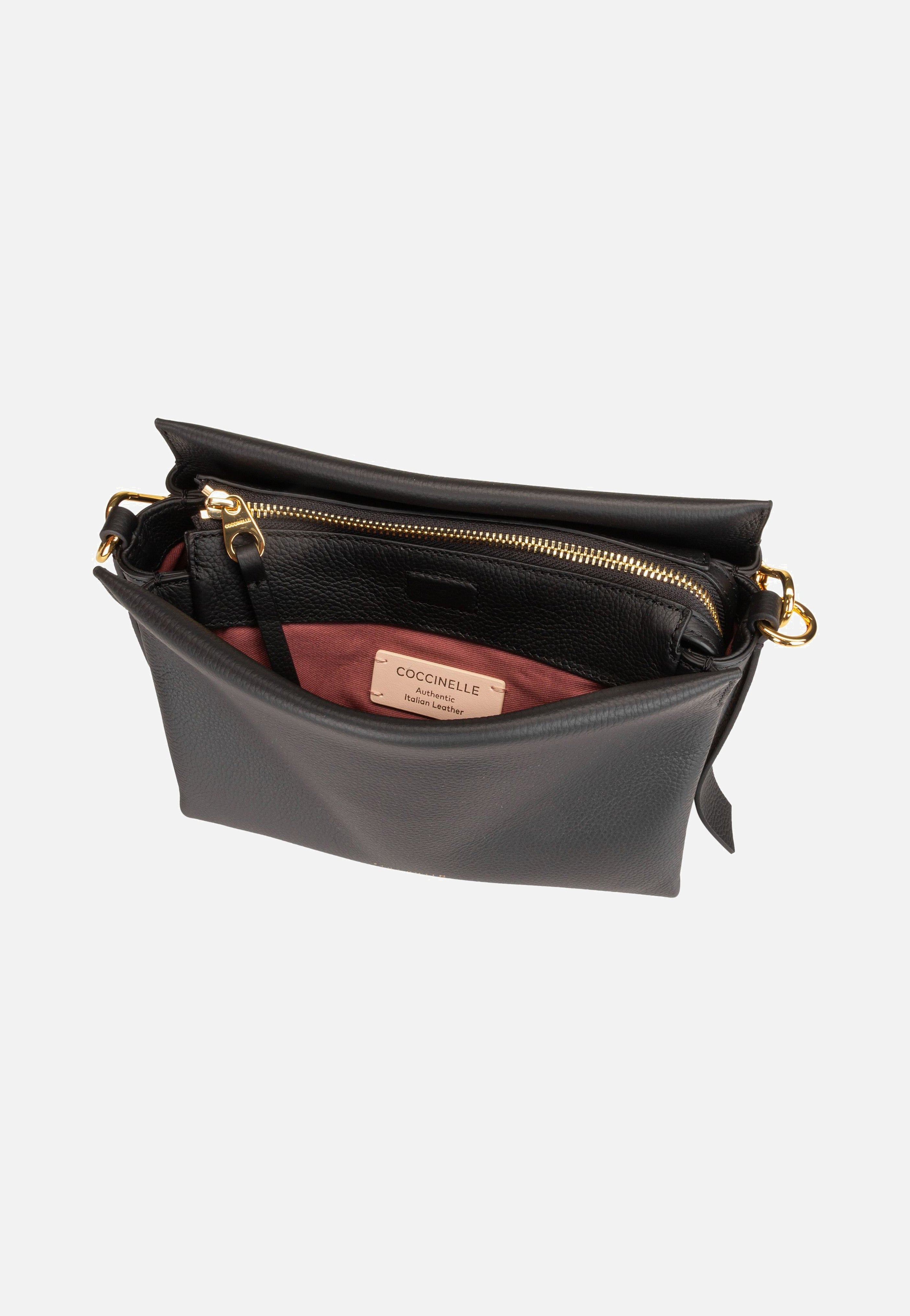 Coccinelle Boheme Grana Double 5801 Noir/Cuir Handle Bag
