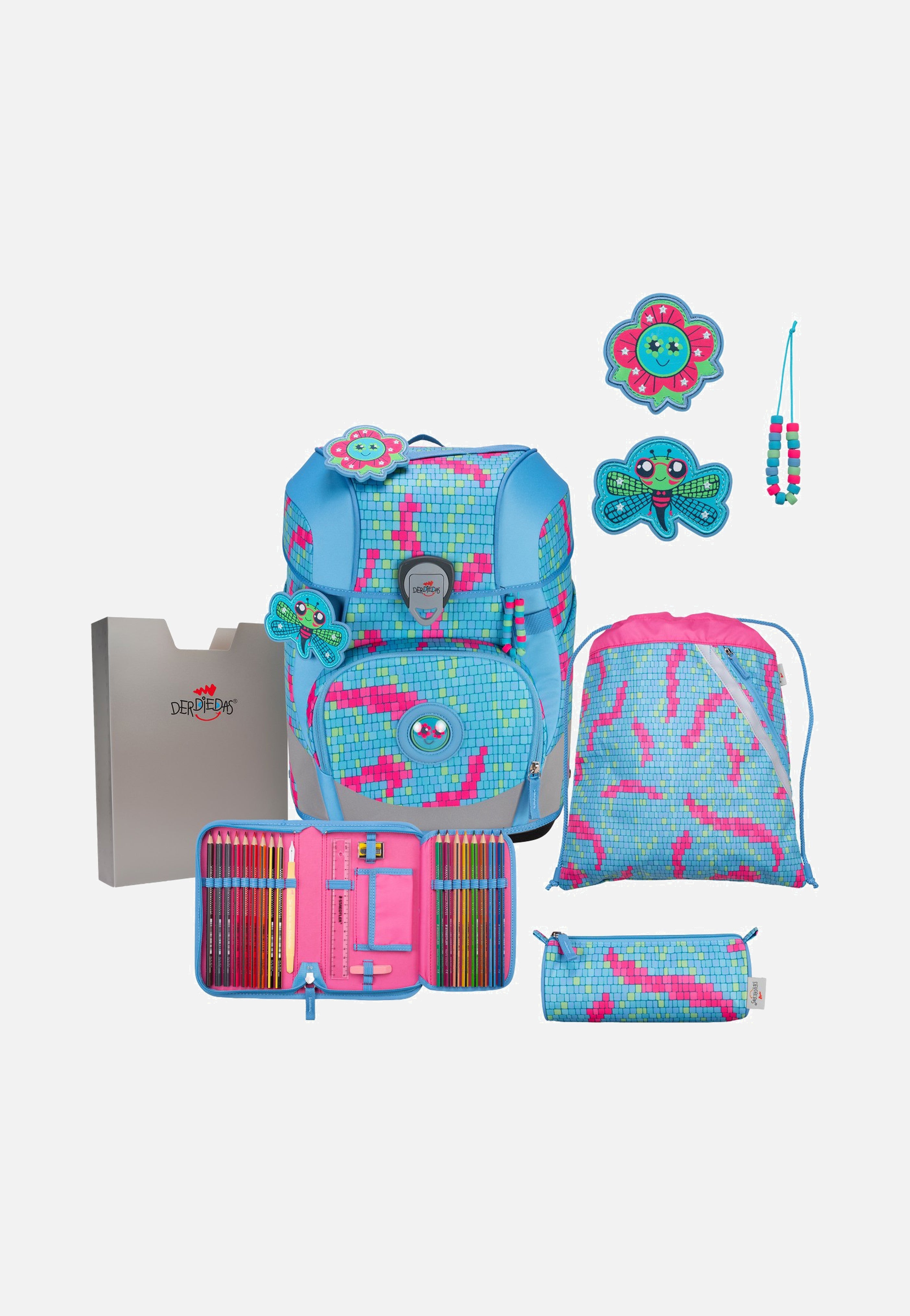 DerDieDas ErgoFlex Tiny Set Happy Pixel School Rucksack