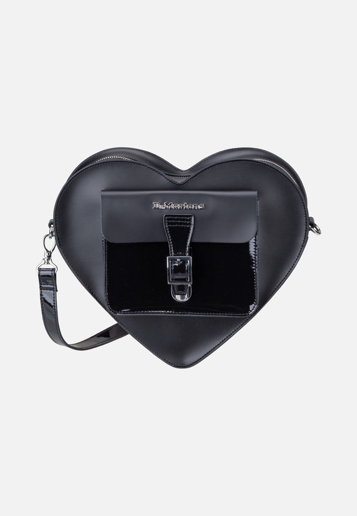 Dr. Martens Heart Backpack Black Kiev Patent Lamper Smooth Rucksack