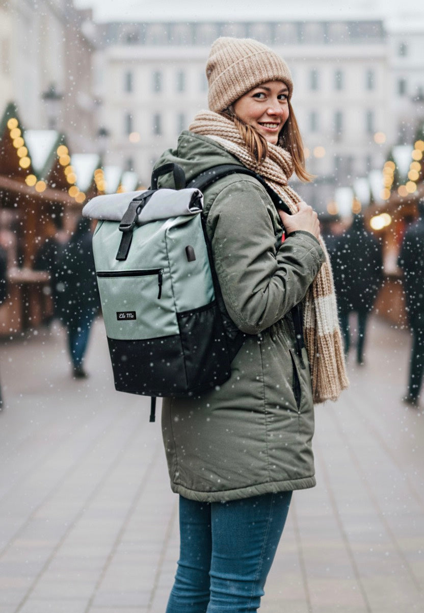Ela Mo Rolltop Mintgrey Rolltop Backpack