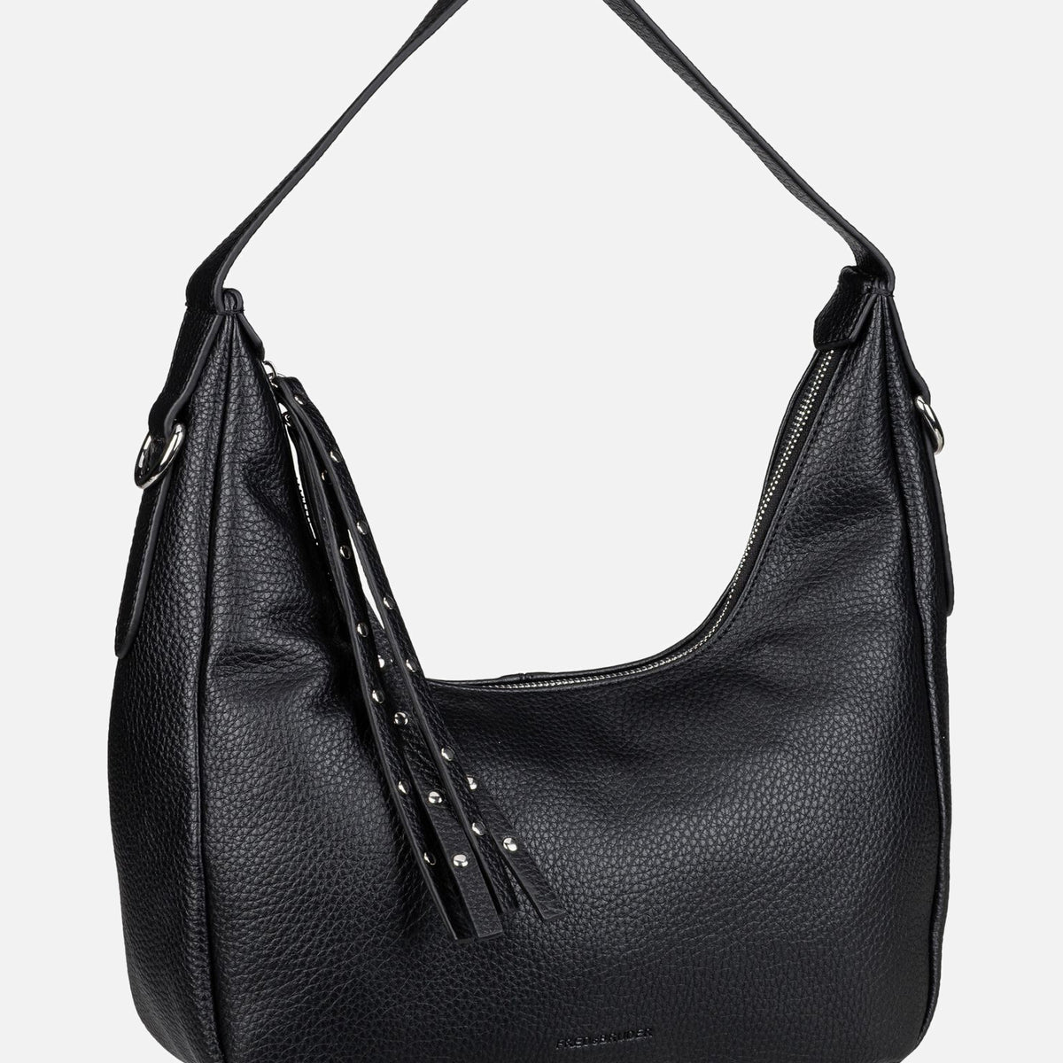 Sac à épaule FREDsBRUDER Say Hello Midi Hobo - Cuir Noir, Fermeture éclair, Réglable