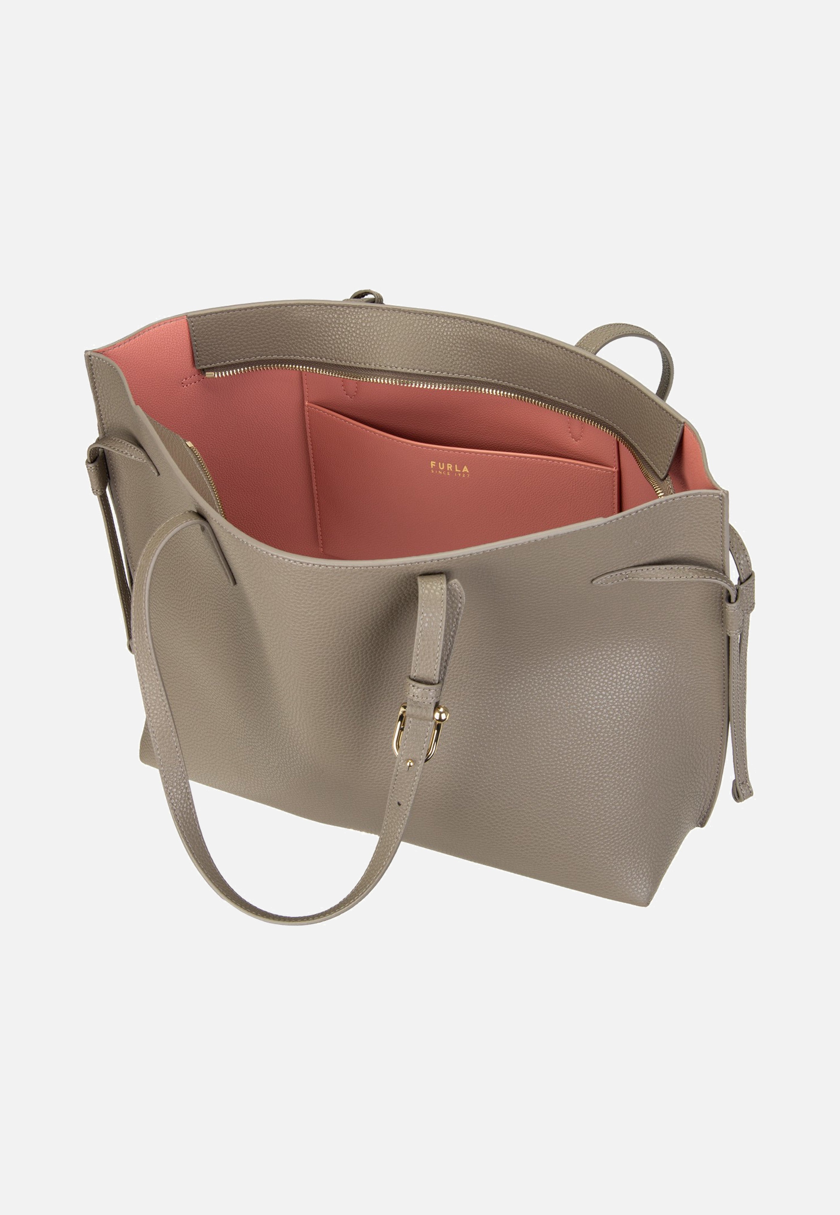 Furla Ava L Tote W/Zip Muddy Gray+Rosewood Shopper