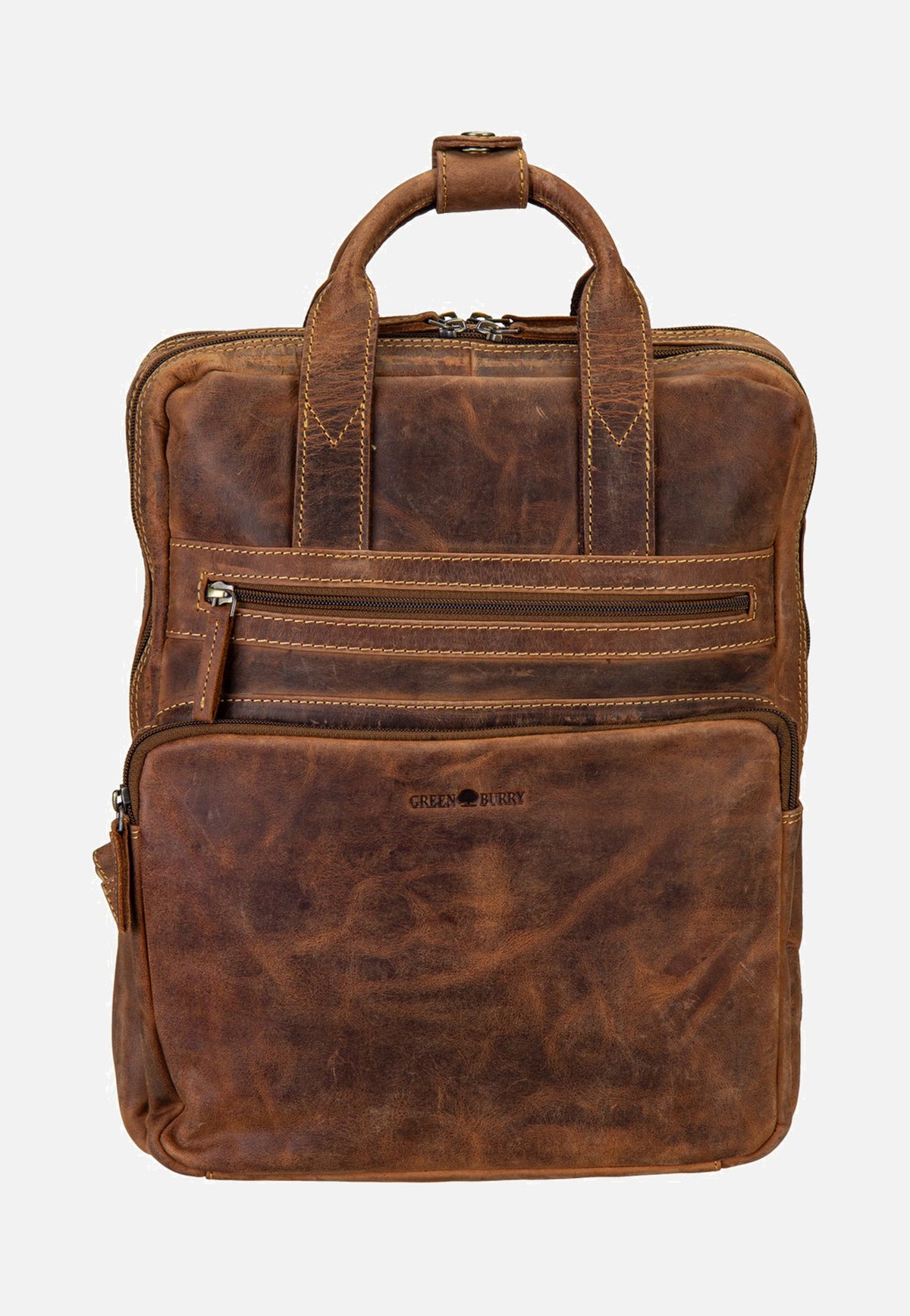 Greenburry Vintage Leder Sattelbraun Rucksack