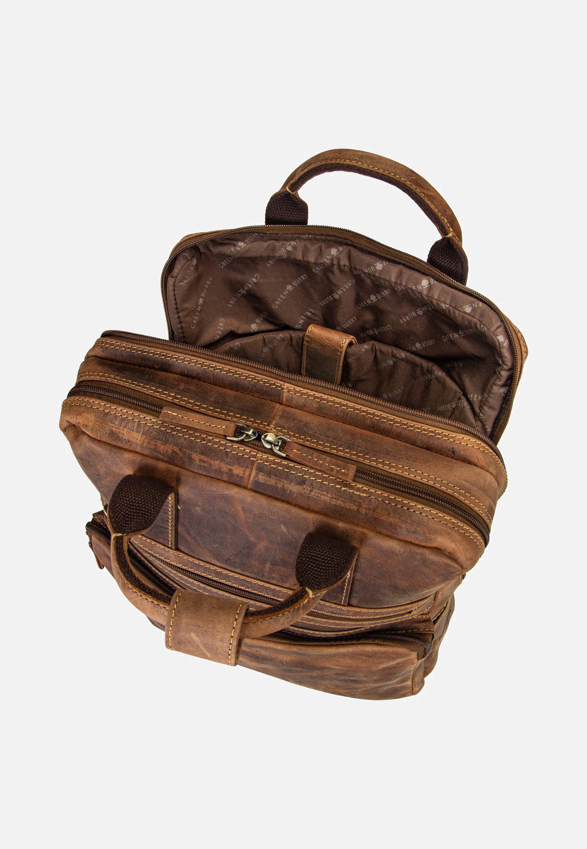 Greenburry Vintage Leder Sattelbraun Rucksack