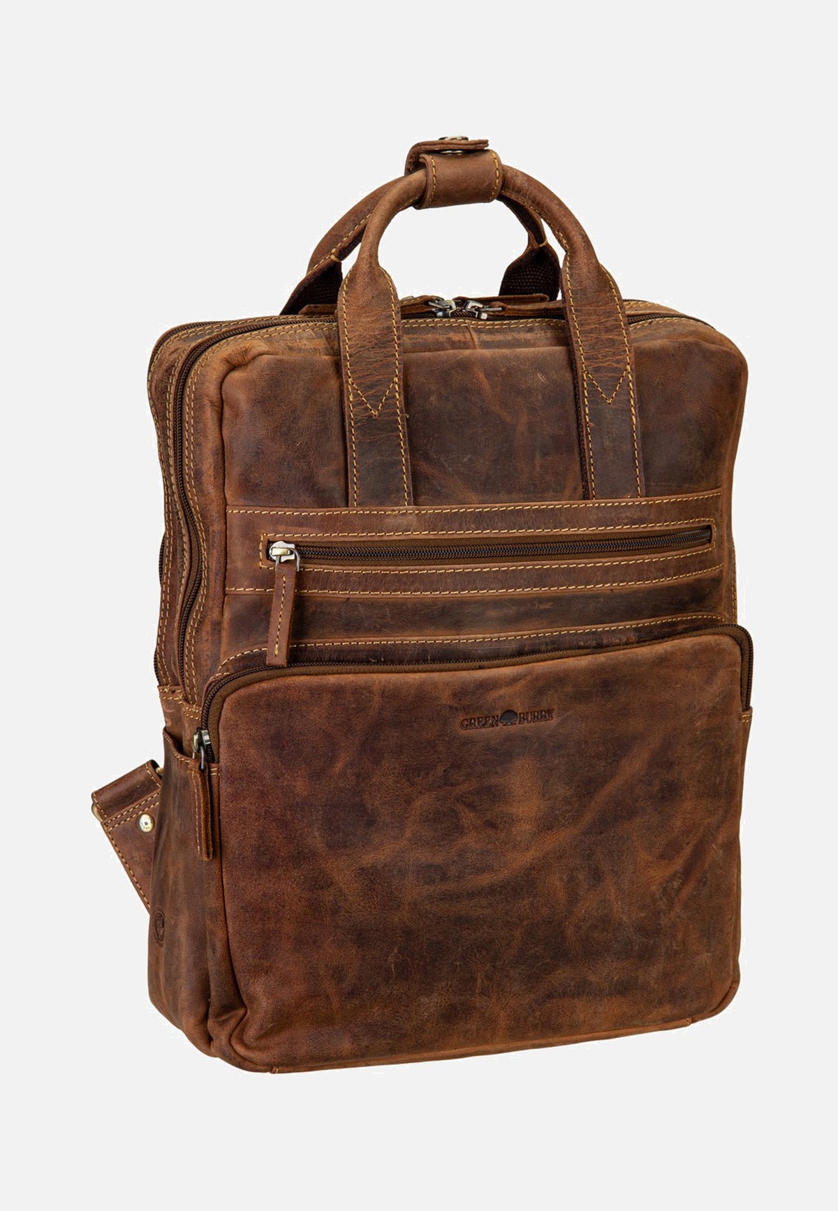 Greenburry Vintage Leder Sattelbraun Rucksack
