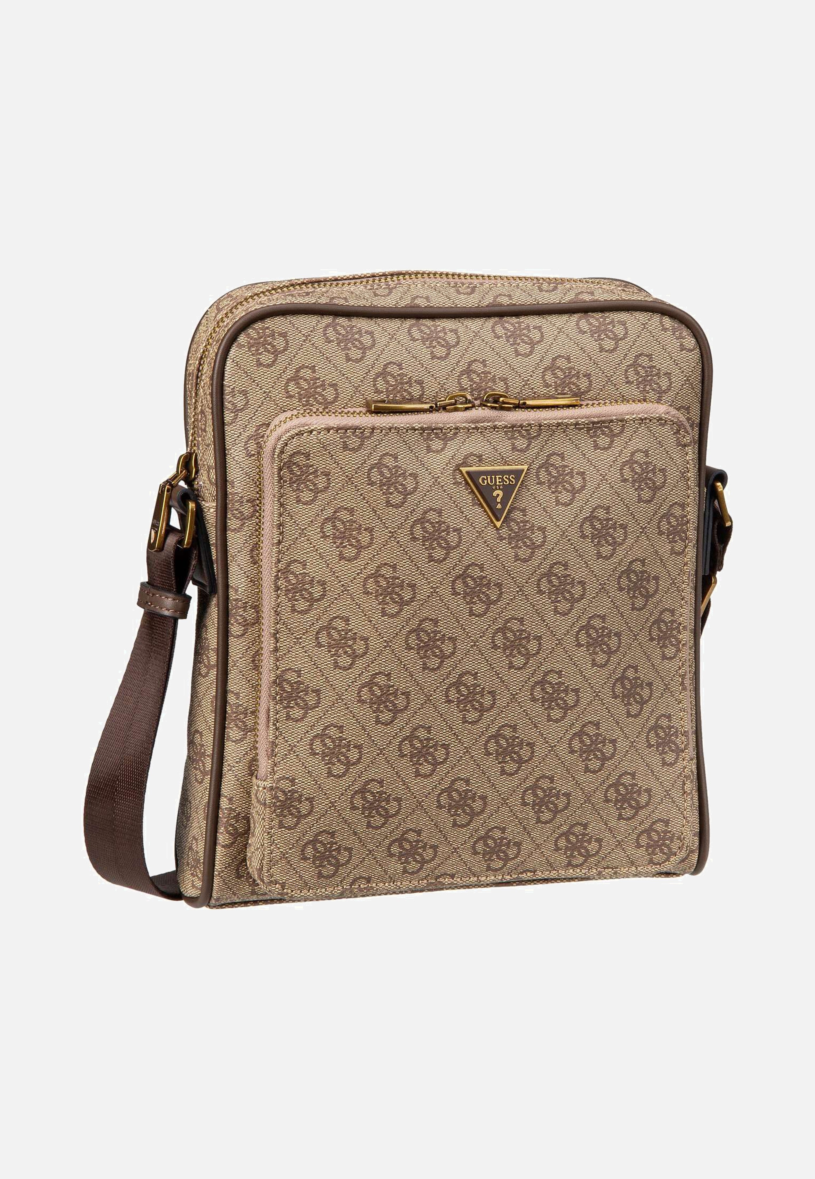 Guess - Milano 4G Eco Top Zip Beige/Brown - Crossbody Bag | Men-Image