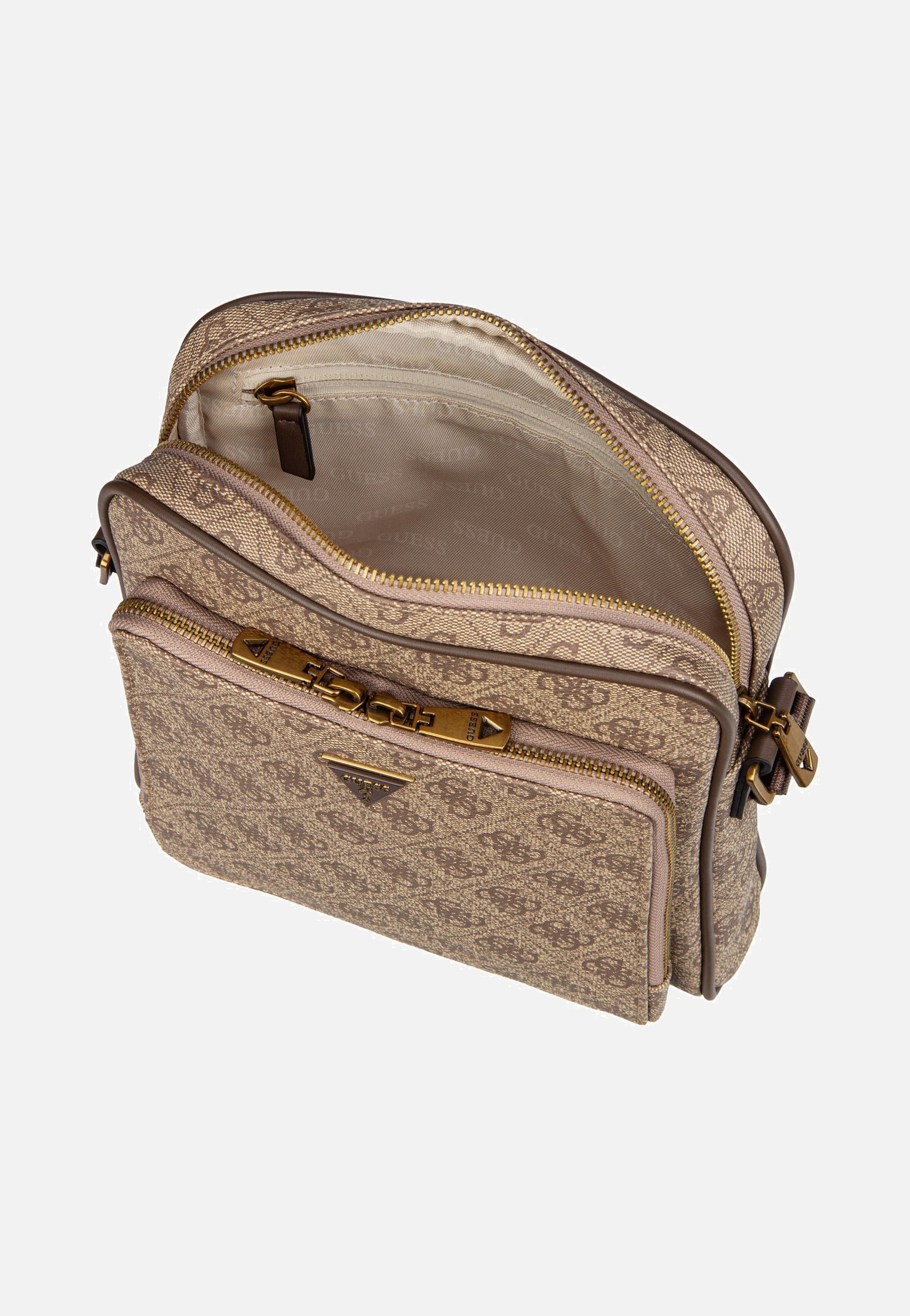 Guess - Milano 4G Eco Top Zip Beige/Brown - Crossbody Bag | Men-Image