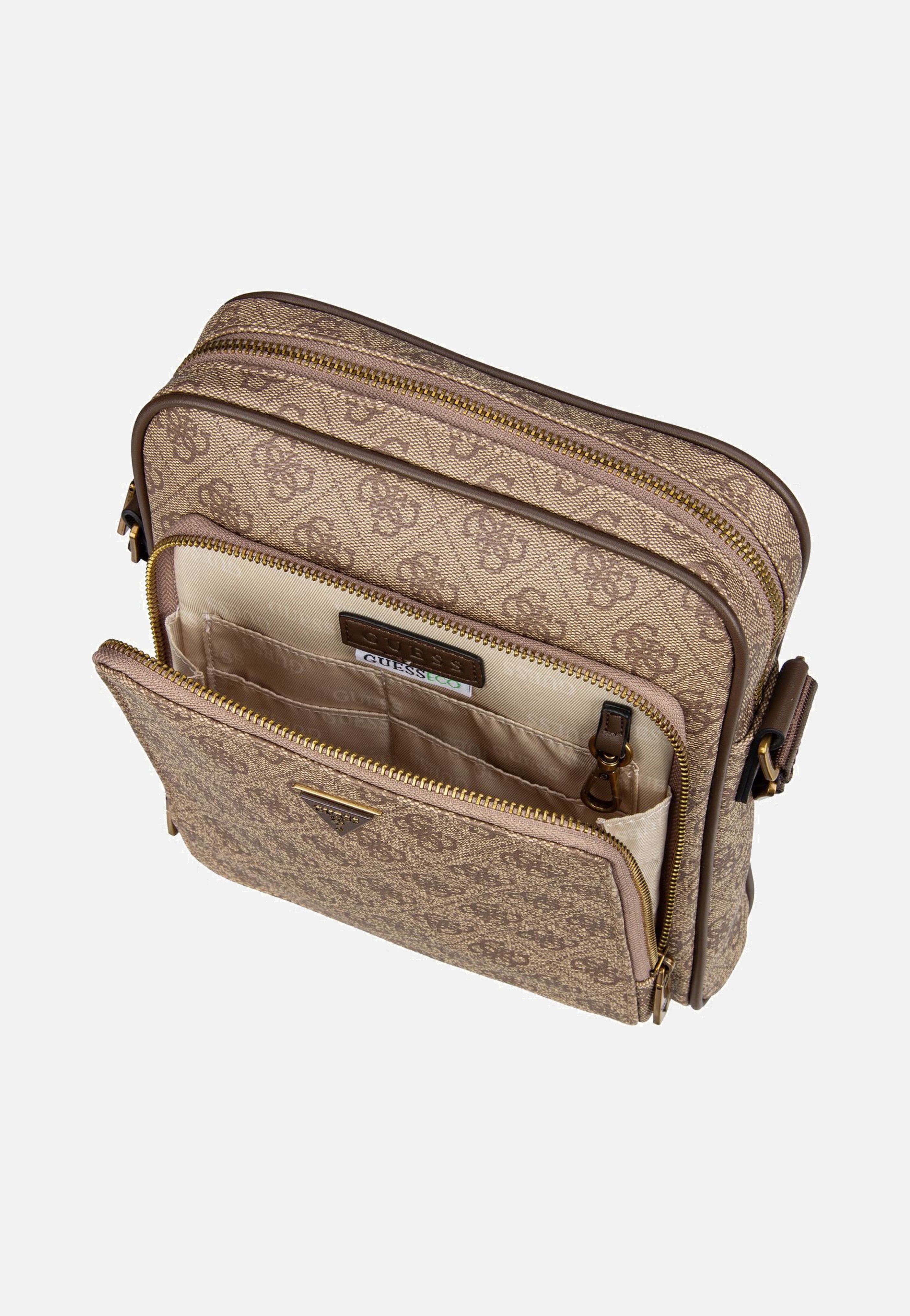 Guess - Milano 4G Eco Top Zip Beige/Brown - Crossbody Bag | Men-Image