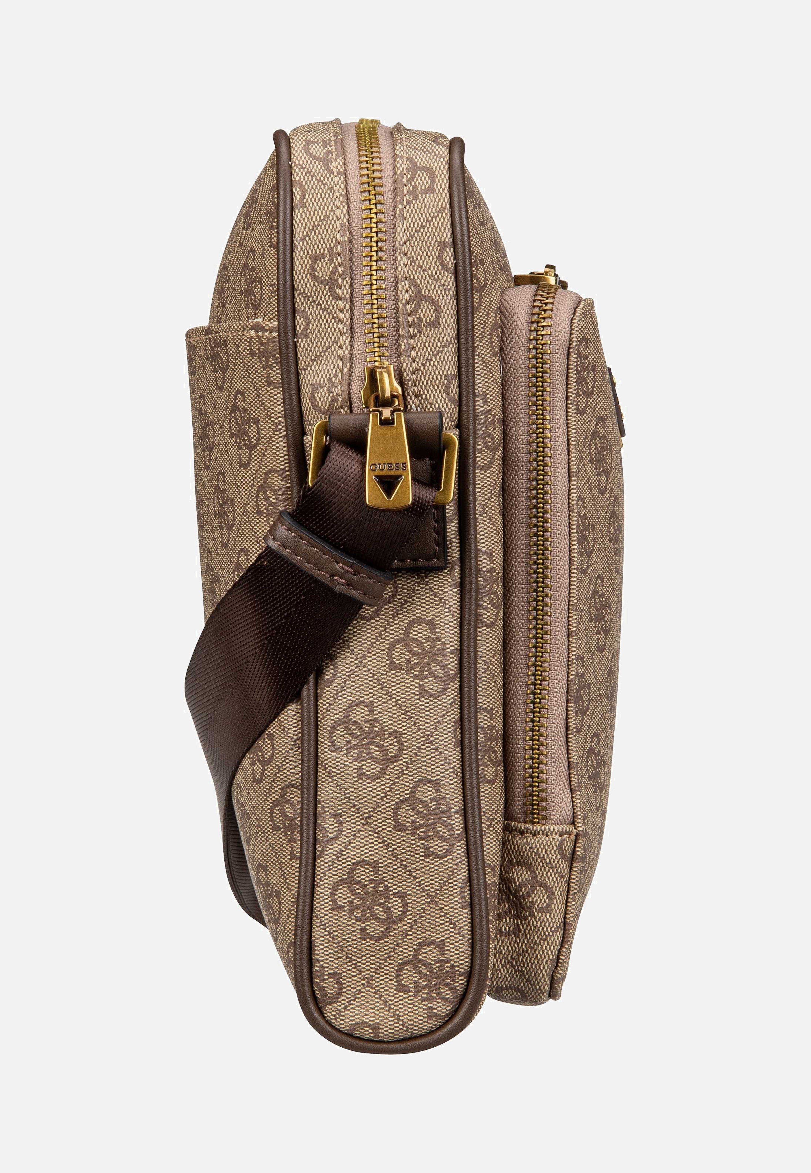 Guess - Milano 4G Eco Top Zip Beige/Brown - Crossbody Bag | Men-Image