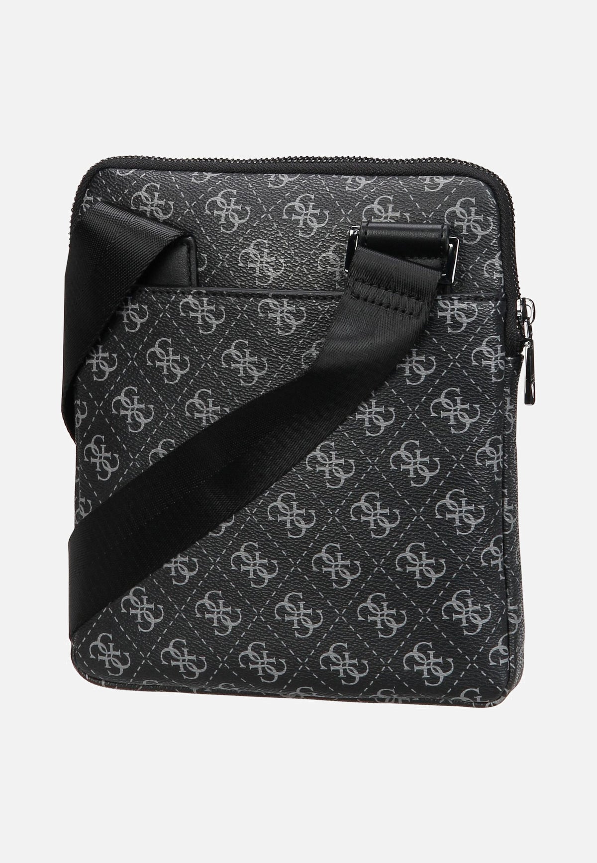 Guess Milano Eco Grain Double Flat Dark Black Crossbody Bag