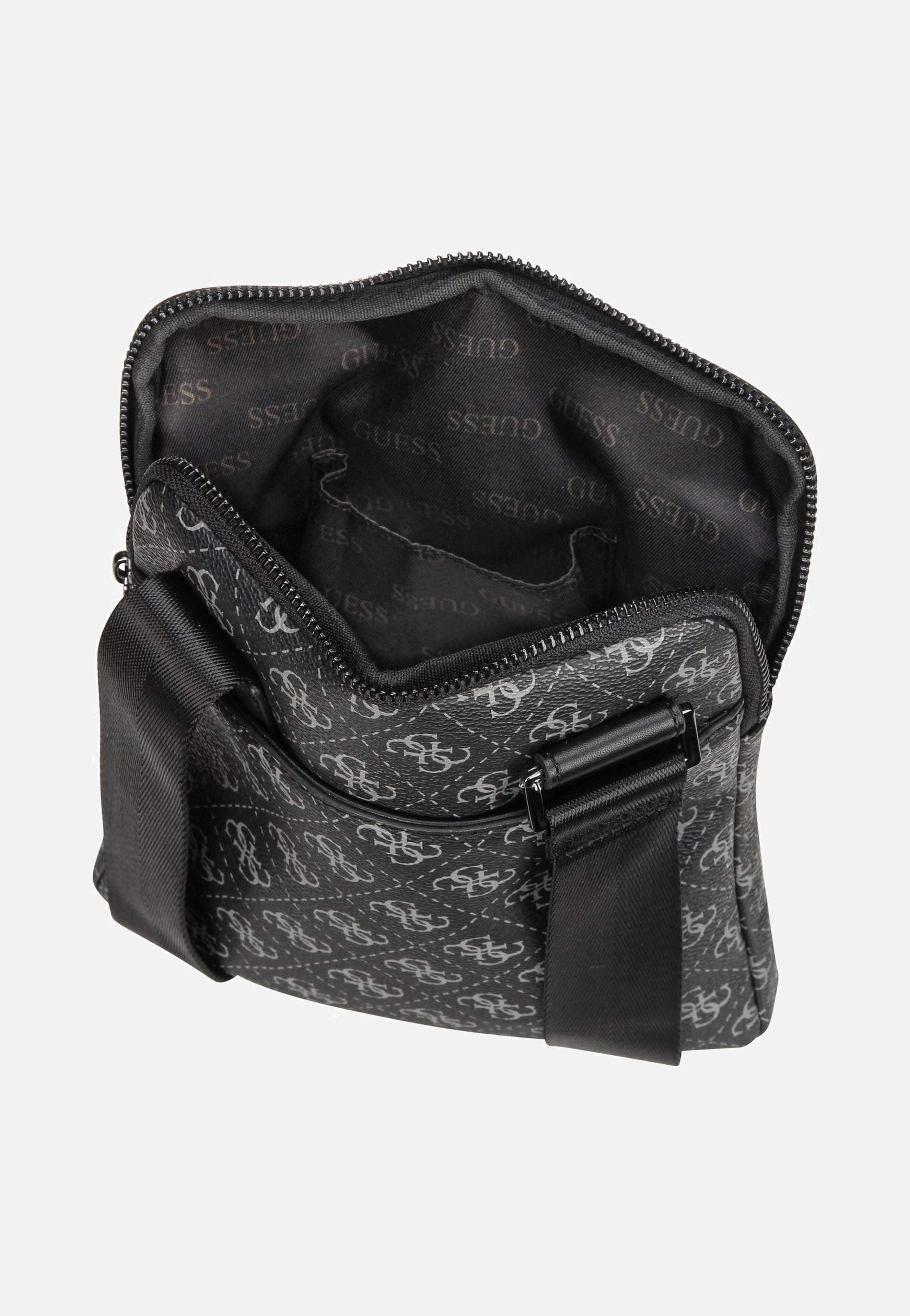 Guess - Milano Eco Grain Double Flat Dark Black - Crossbody Bag | Men-Image