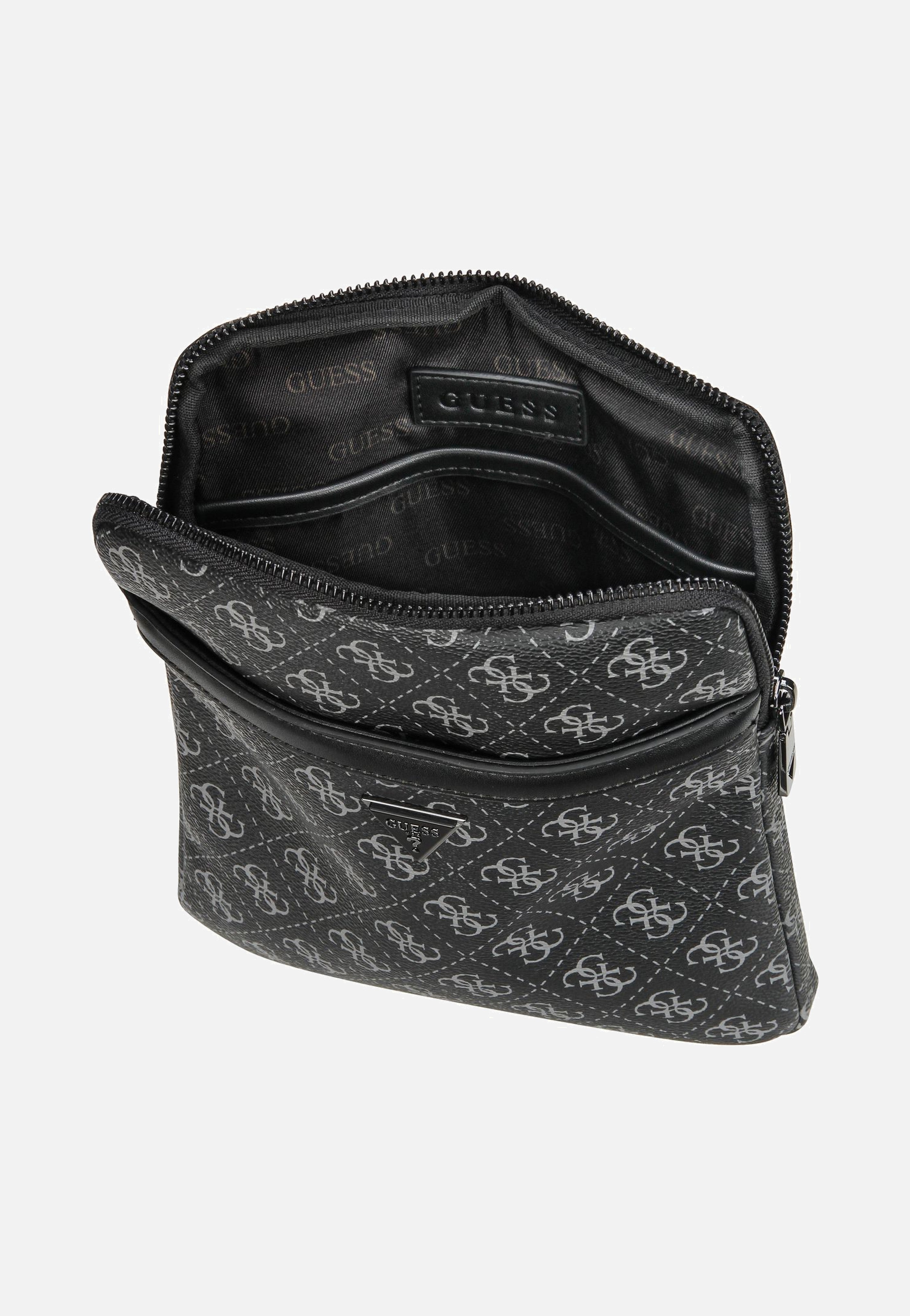 Guess - Milano Eco Grain Double Flat Dark Black - Crossbody Bag | Men-Image