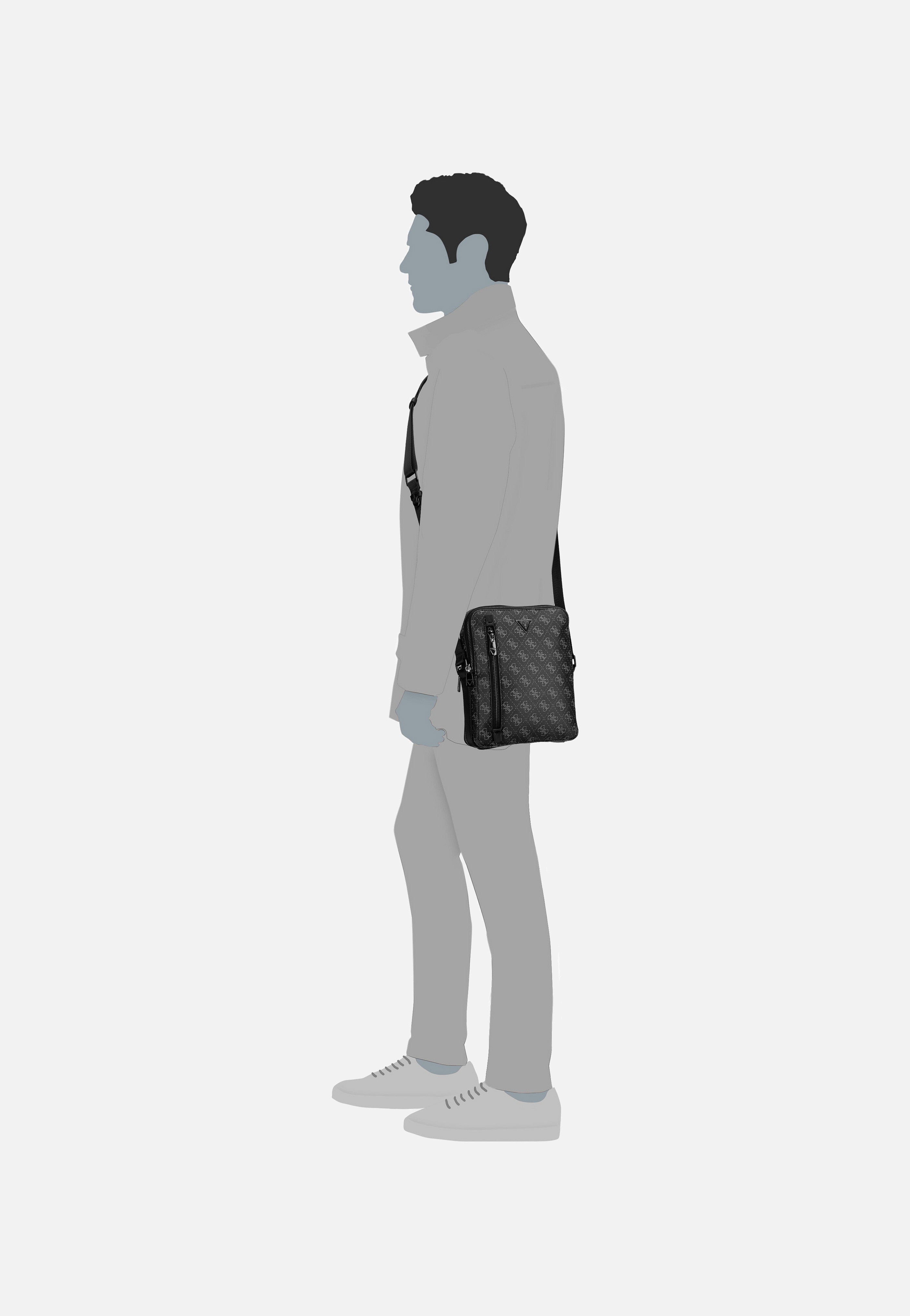 Guess - Torino 4G Eco Double Zip Dark Black - Crossbody Bag | Men-Image