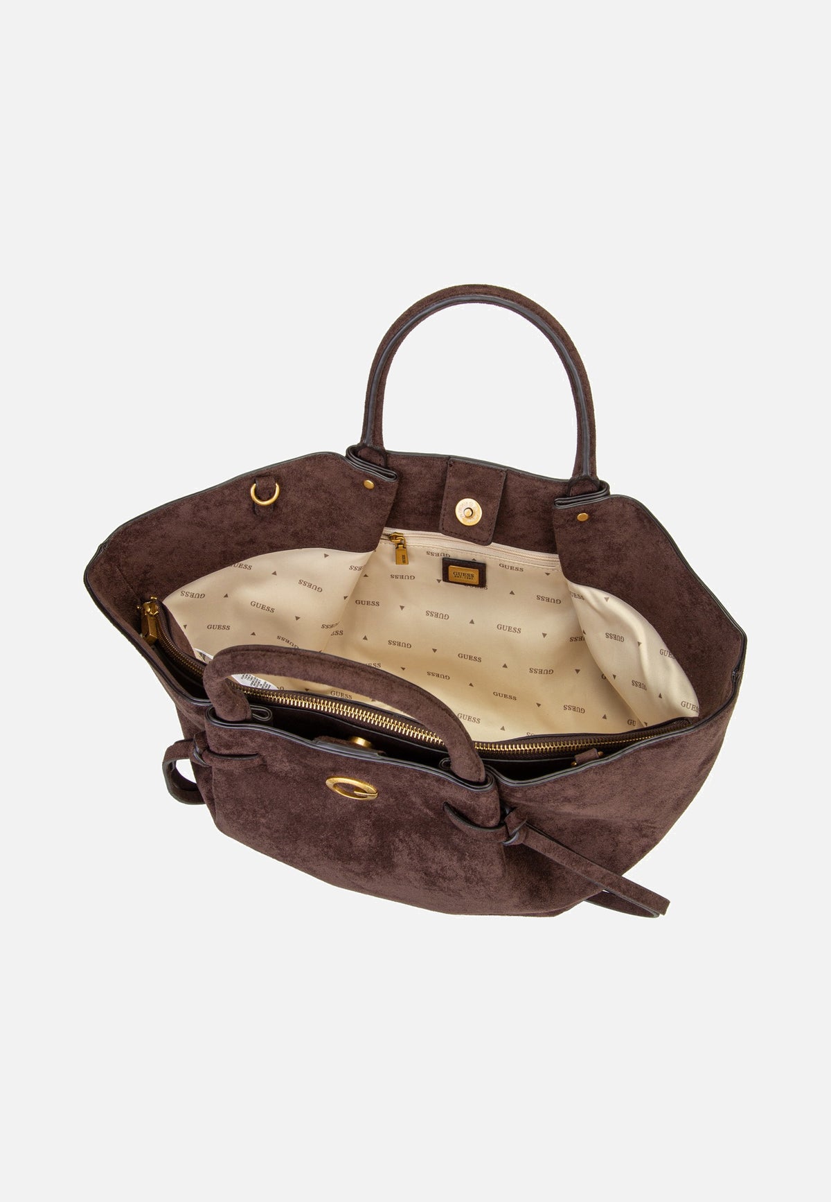 Guess Allegra Girlfriend Suede 37060 Espresso Satchel