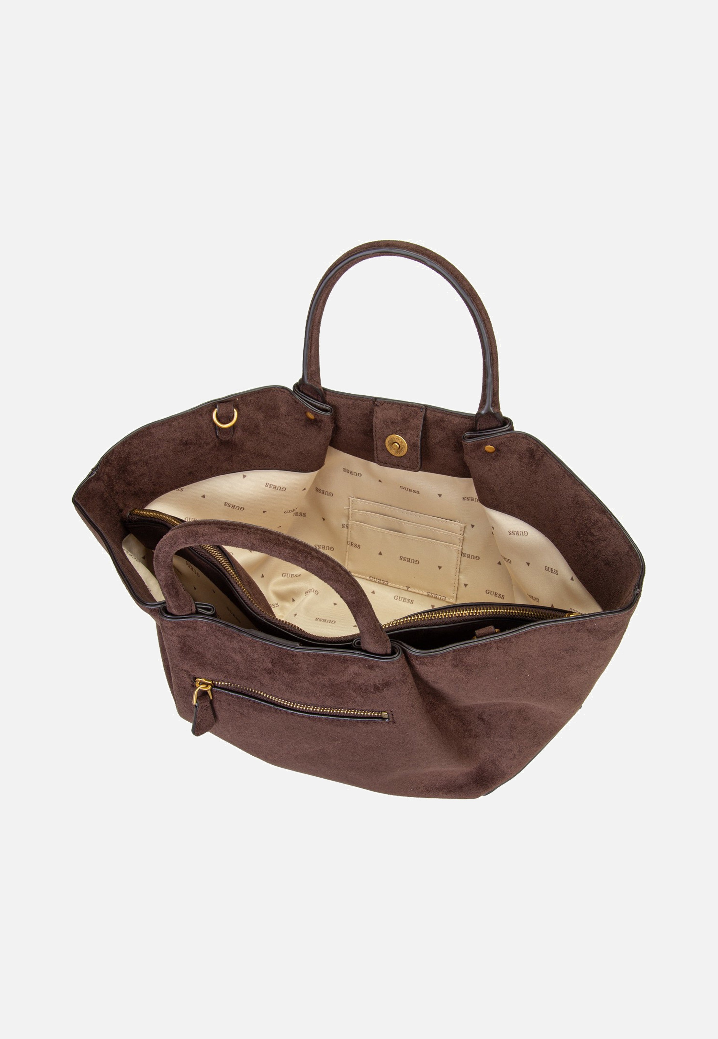 Guess Allegra Girlfriend Suede 37060 Espresso Satchel