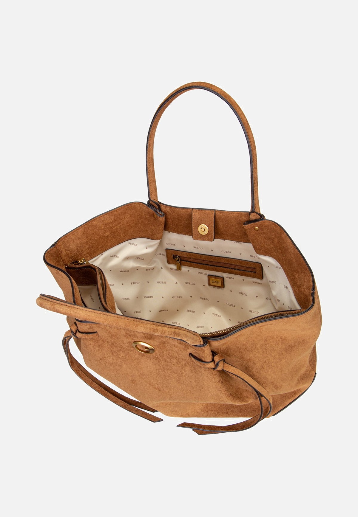 Guess Allegra Girlfriend Suede 37230 Cognac Tote Bag