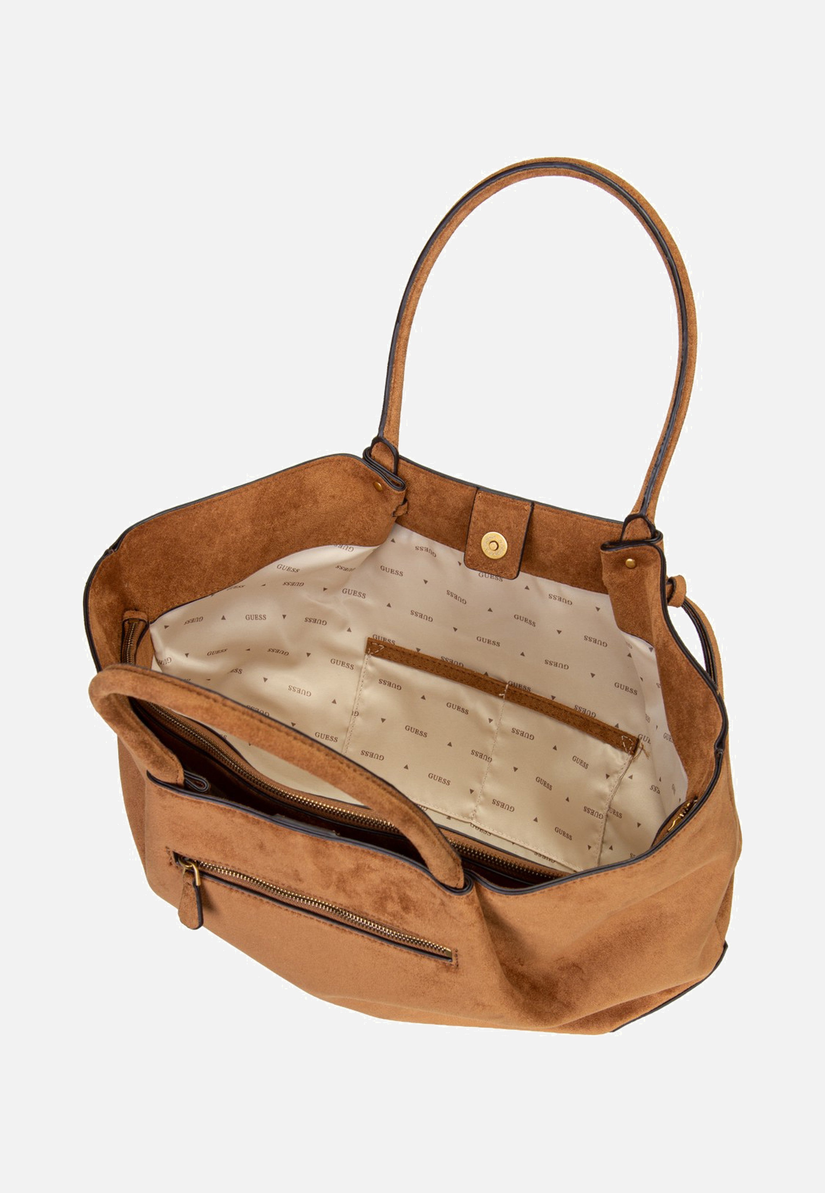 Guess Allegra Girlfriend Suede 37230 Cognac Tote Bag