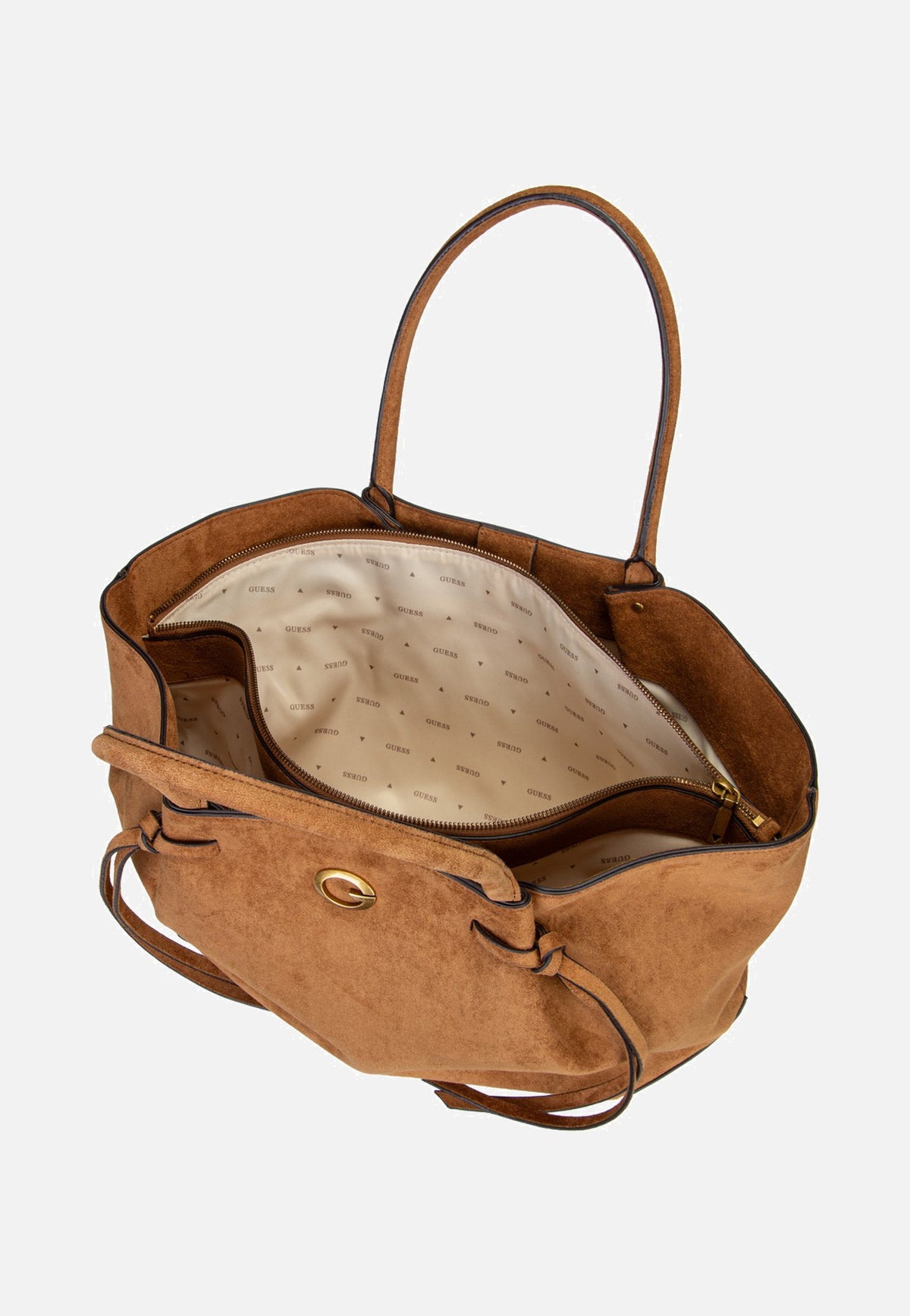 Guess Allegra Girlfriend Suede 37230 Cognac Tote Bag