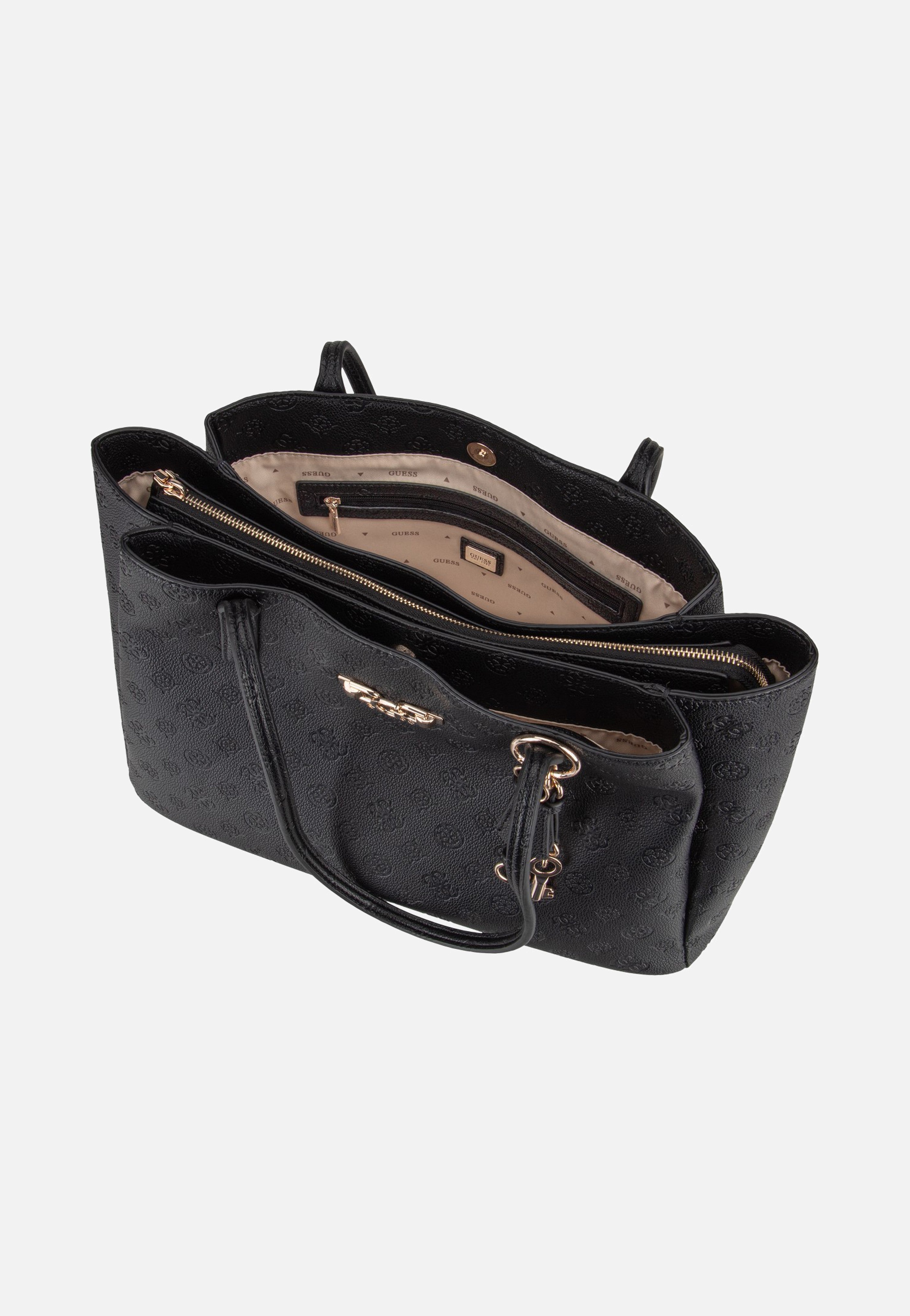 Guess Anise Multi Comp Tote Black Logo Shopper