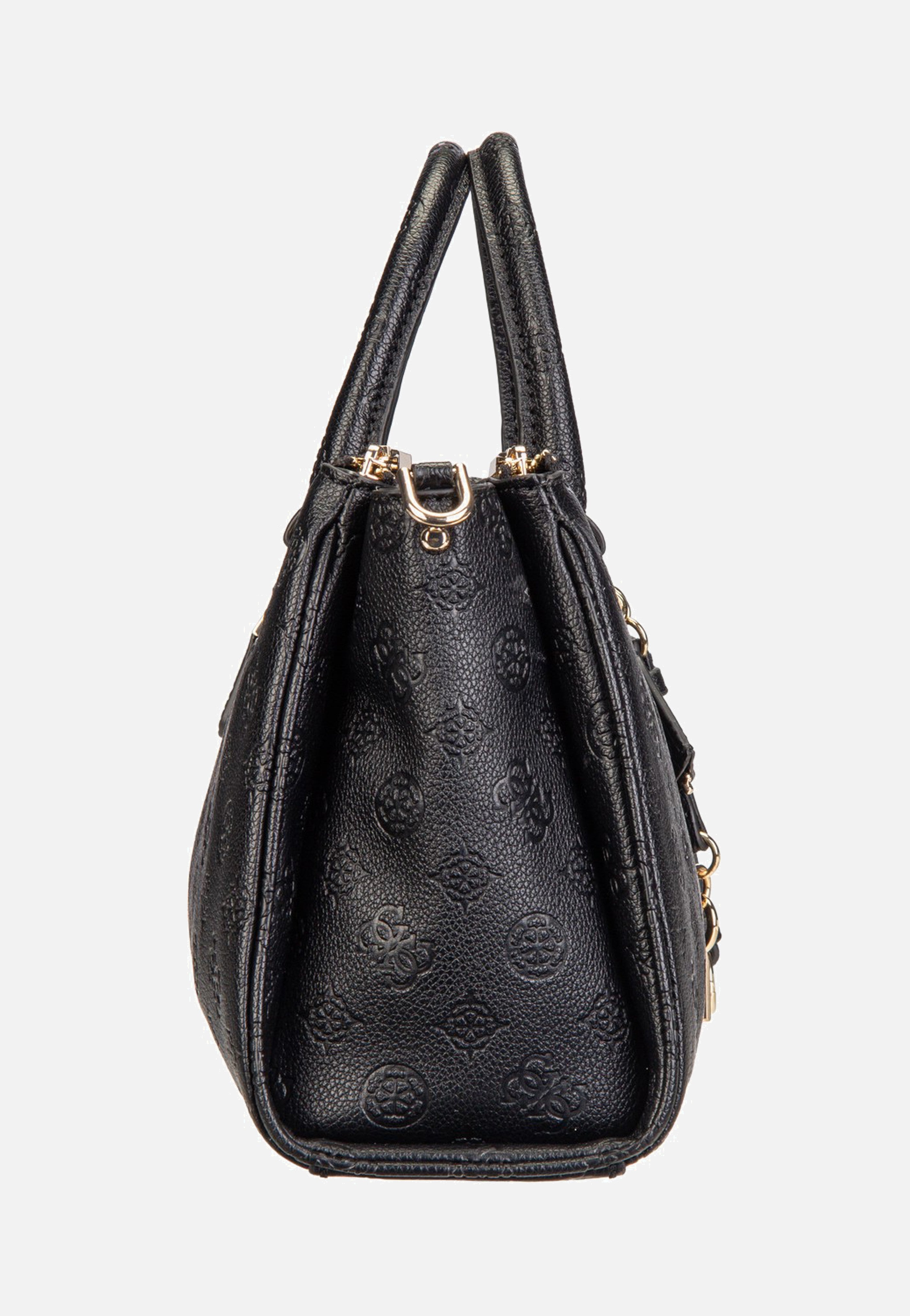 Guess Anise Triple Comp Satchel Black Logo Satchel