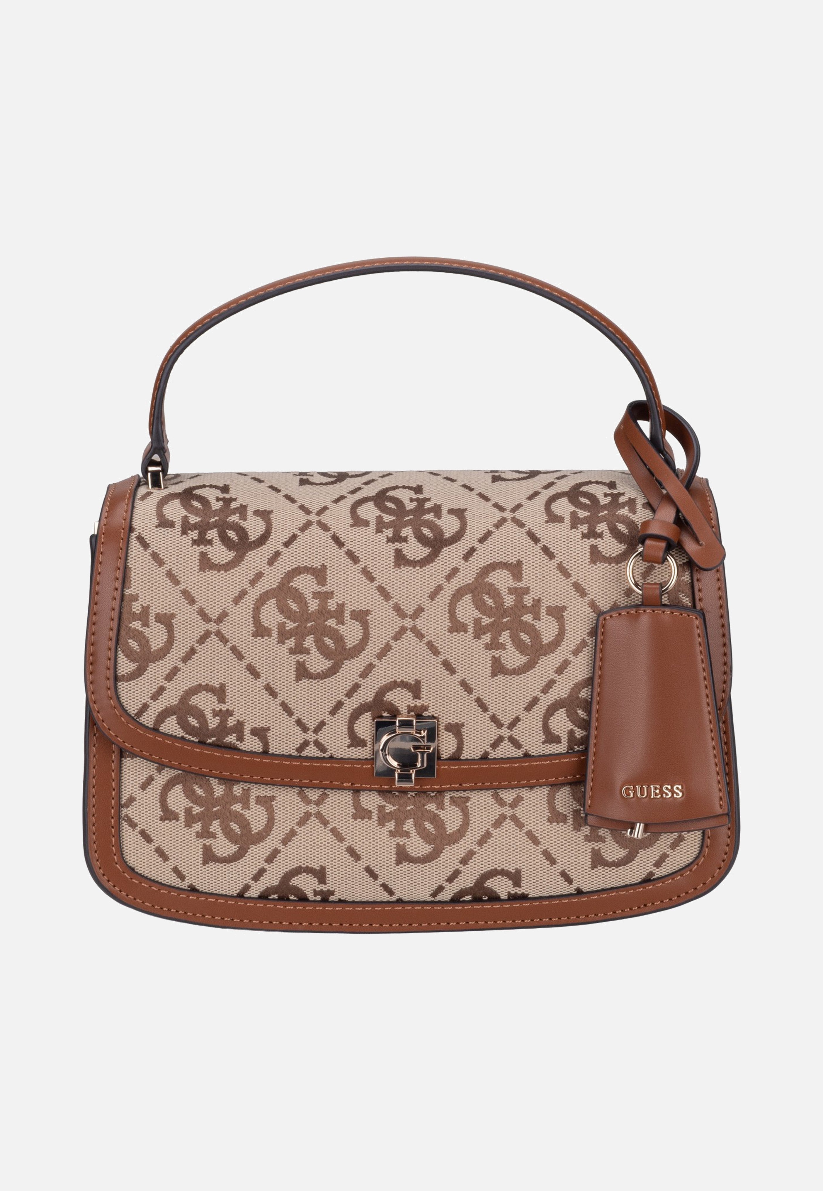 Guess Audrey Logo Convertible Flap 55210 Latte Logo Handle Bag