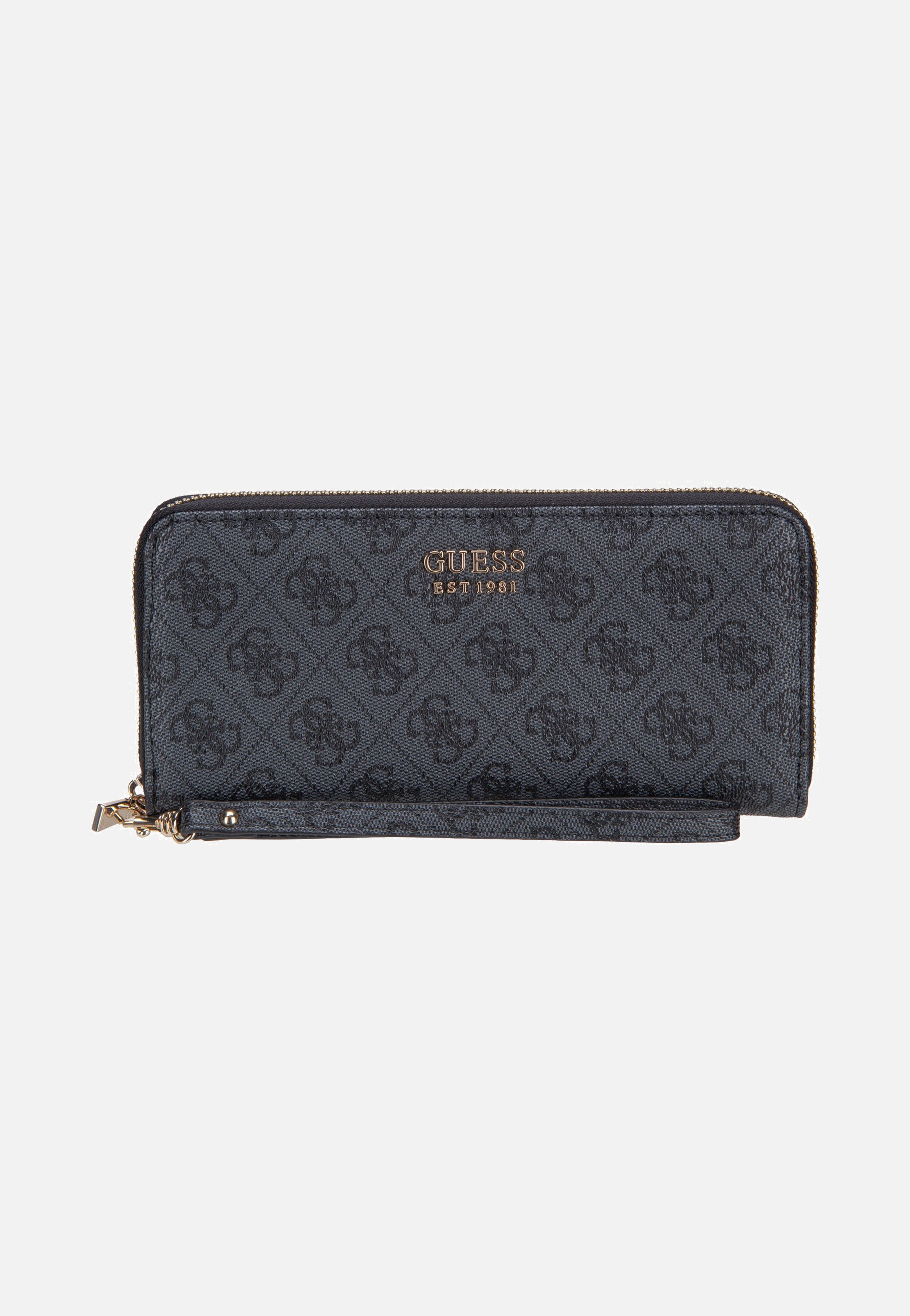 Guess Brenton Slg Large Zip Around Coal Logo Portemonnaie
