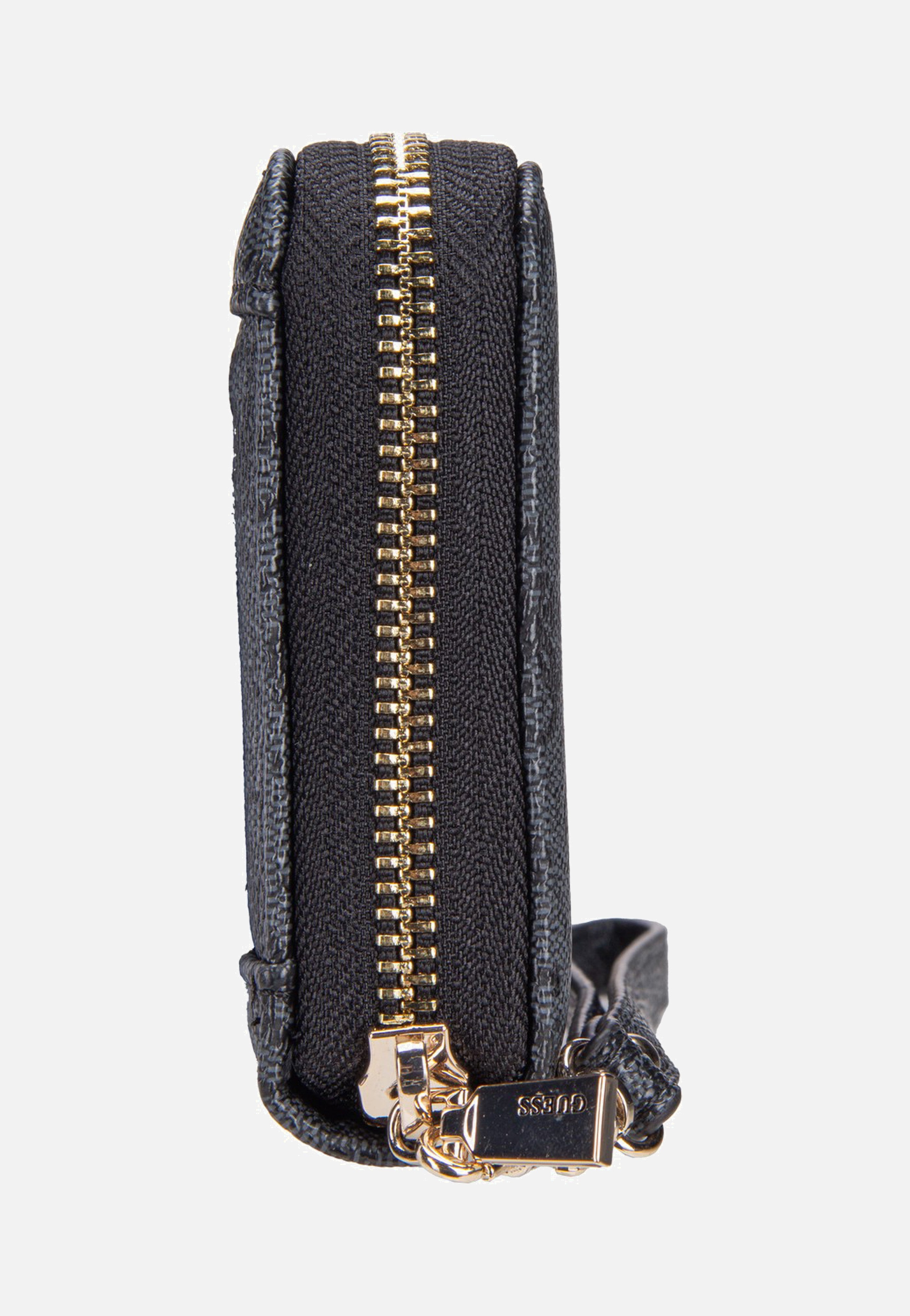 Guess Brenton Slg Large Zip Around Coal Logo Portemonnaie