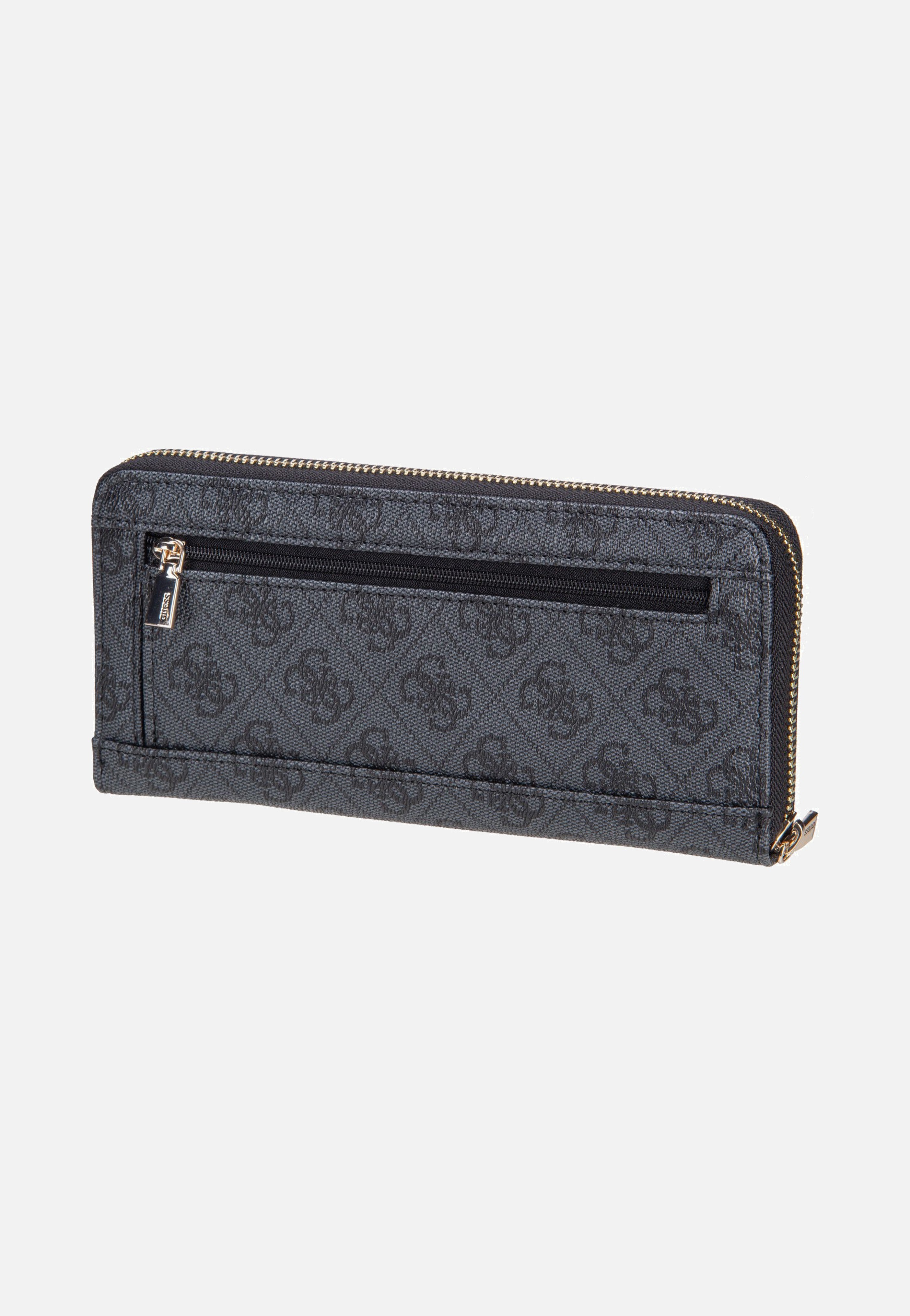 Guess Brenton Slg Large Zip Around Coal Logo Portemonnaie