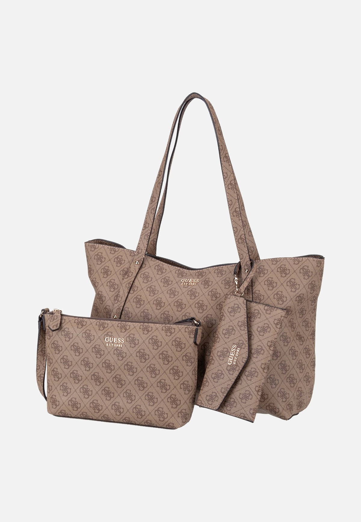 Guess Brenton Top Zip Logo 48240 Latte Logo Shopper