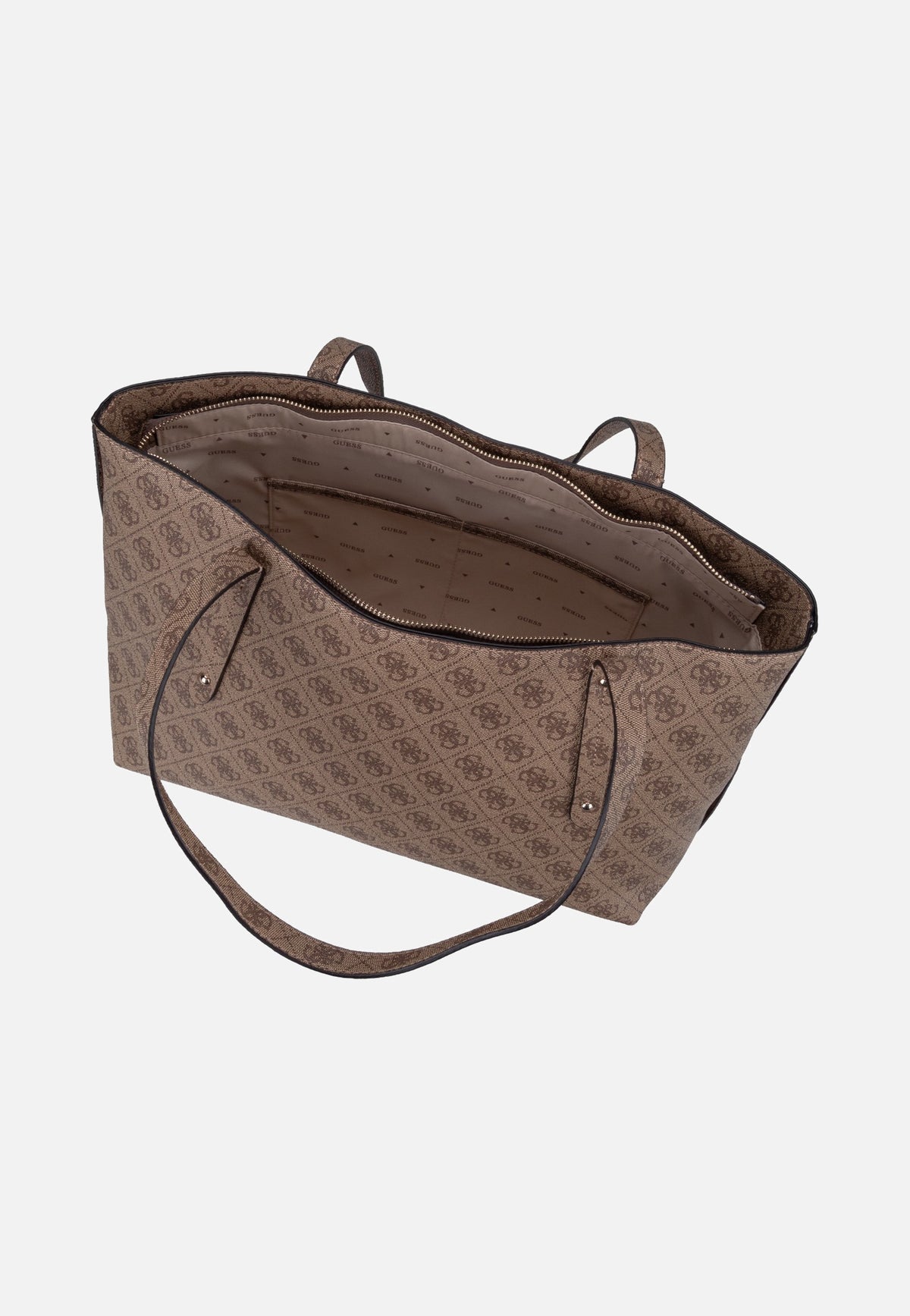 Guess Brenton Top Zip Logo 48240 Latte Logo Shopper