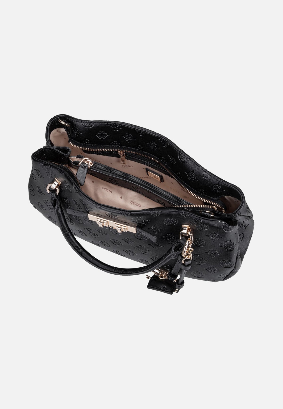 Guess Carmella 3 Comp 25050 Black Logo Henkeltasche