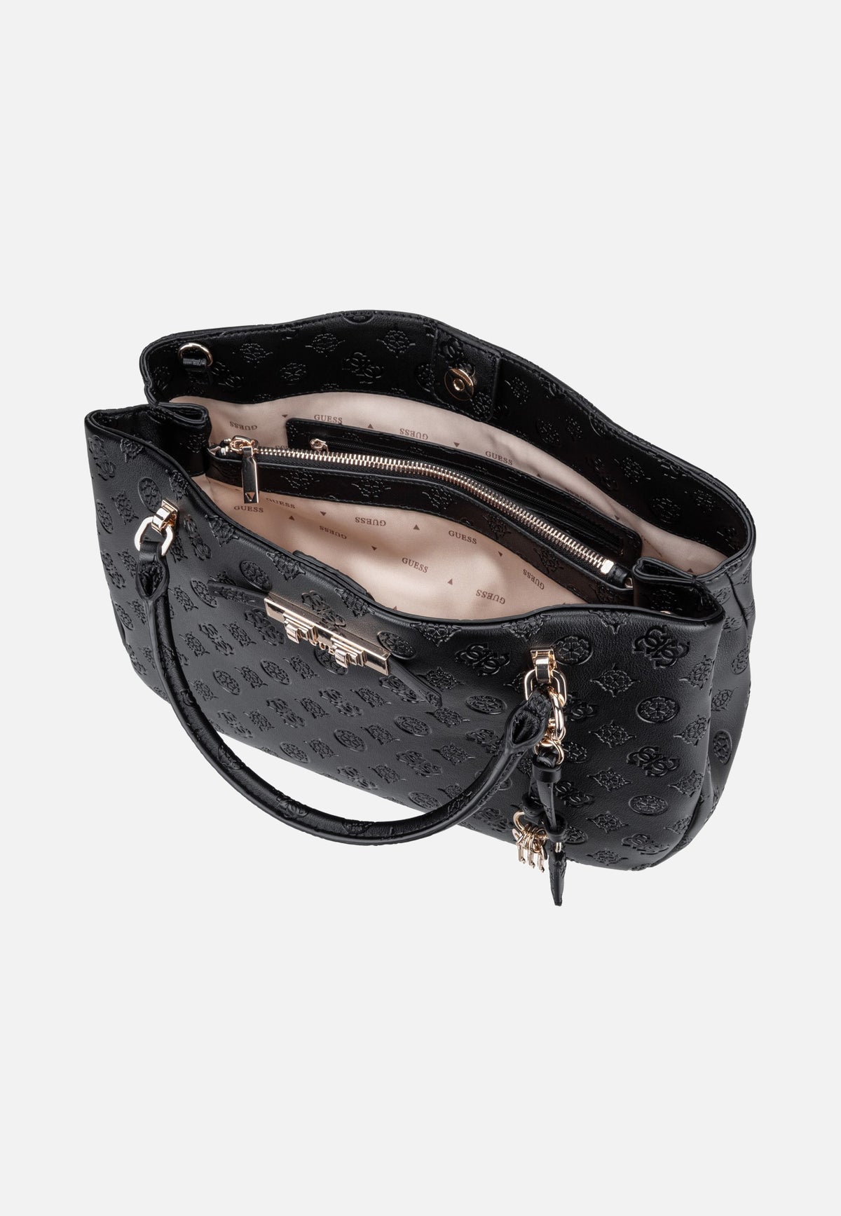 Guess Carmella Girlfriend 25060 Black Logo Satchel