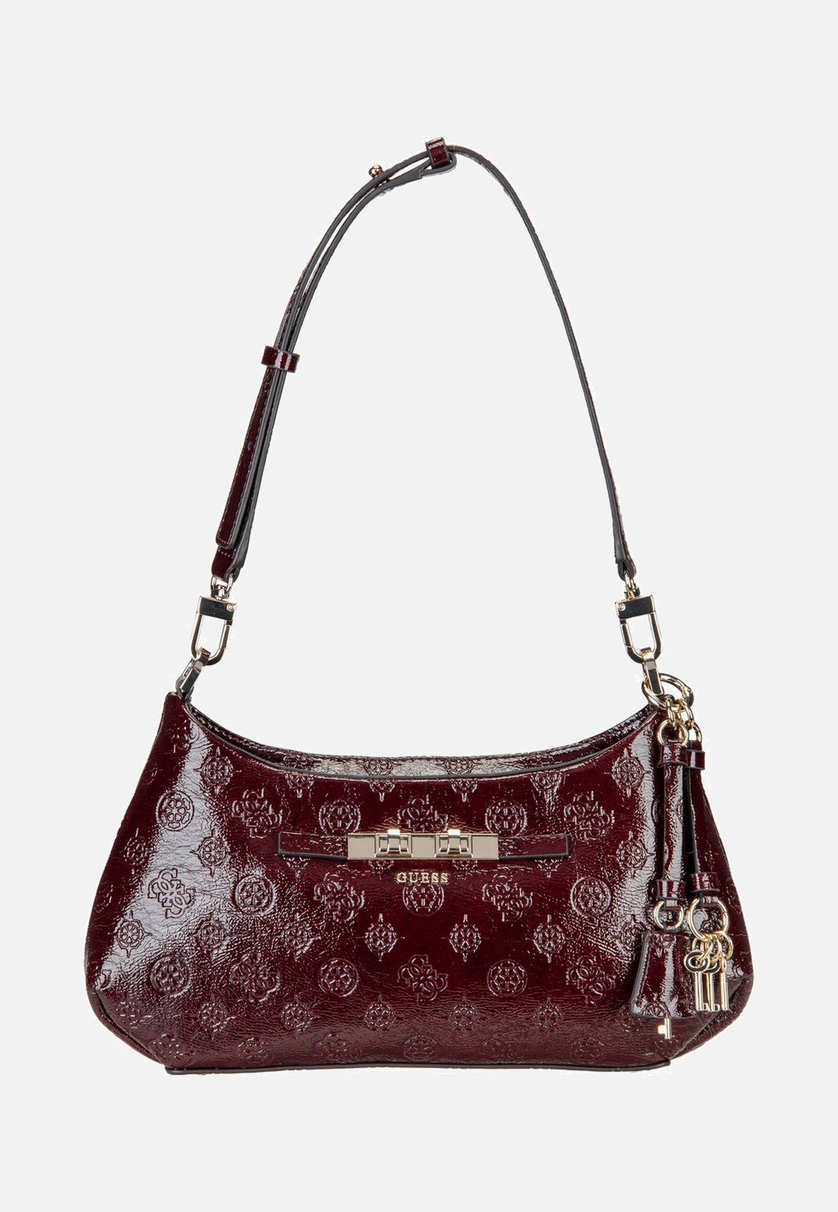 Guess Carmella Shoulder 25180 Burgundy Logo Schultertasche