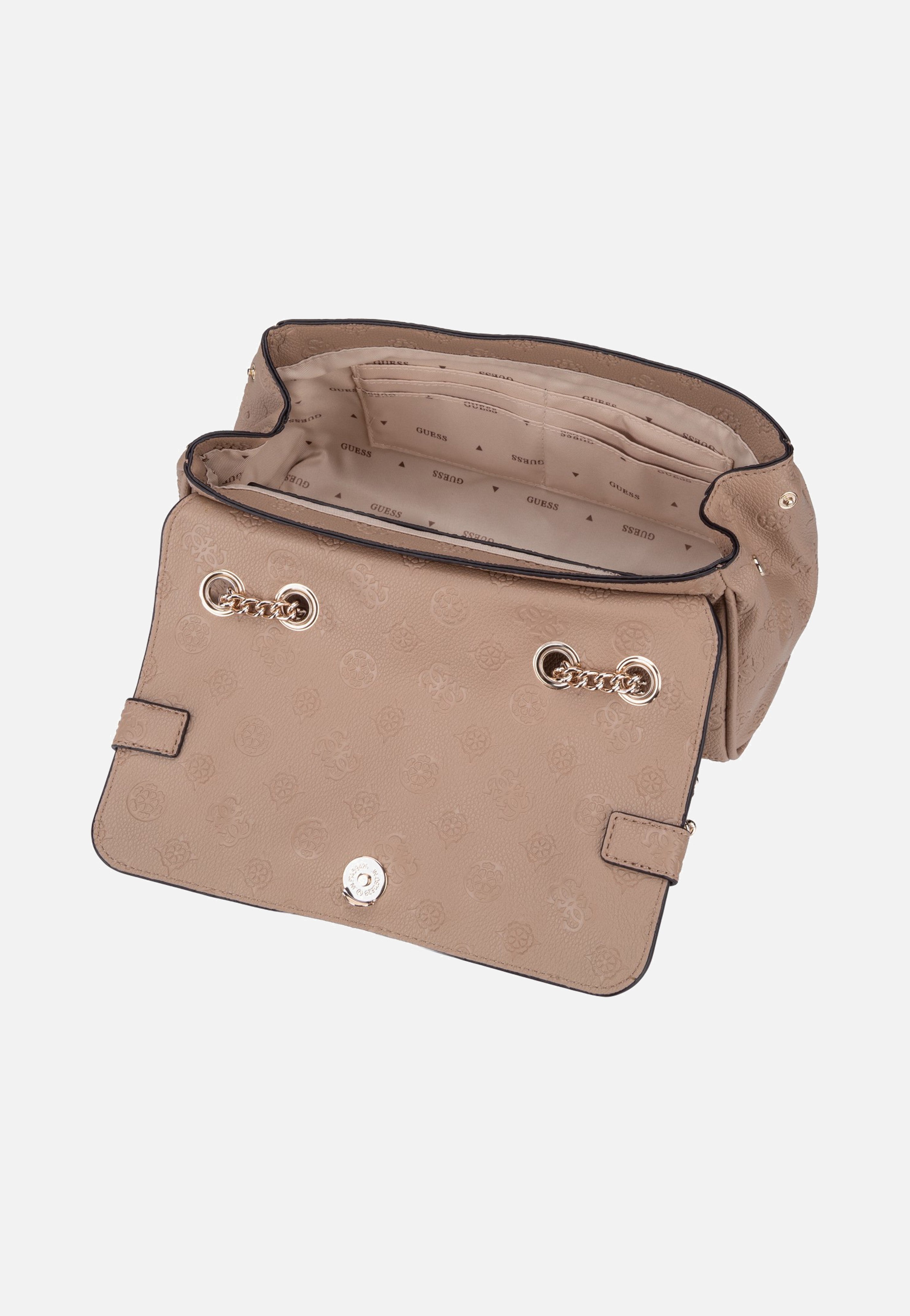 Guess Ella Logo Convertible Flap 46210 Beige Logo Crossbody Bag