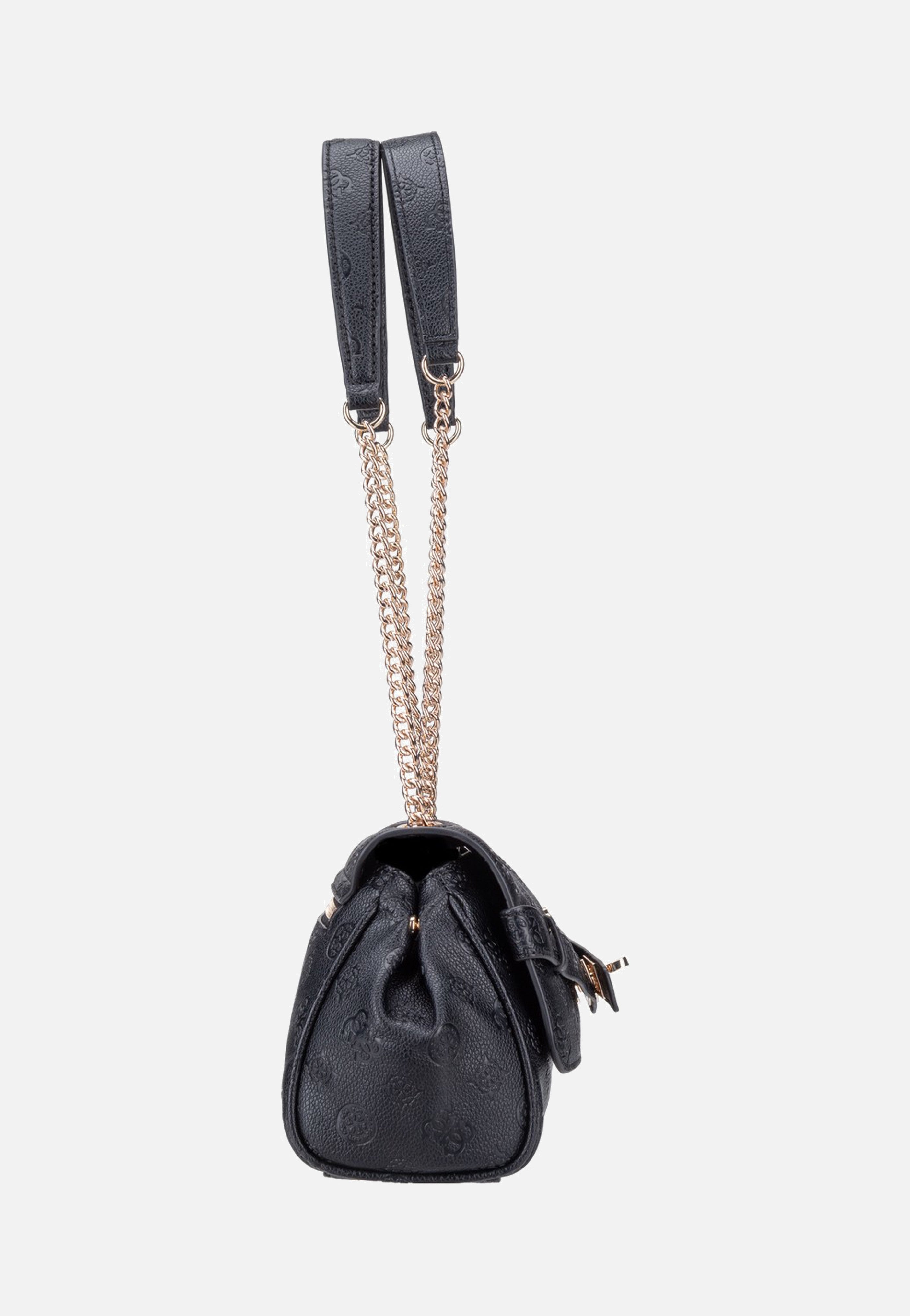 Guess Ella Logo Convertible Flap 46210 Black Logo Crossbody Bag