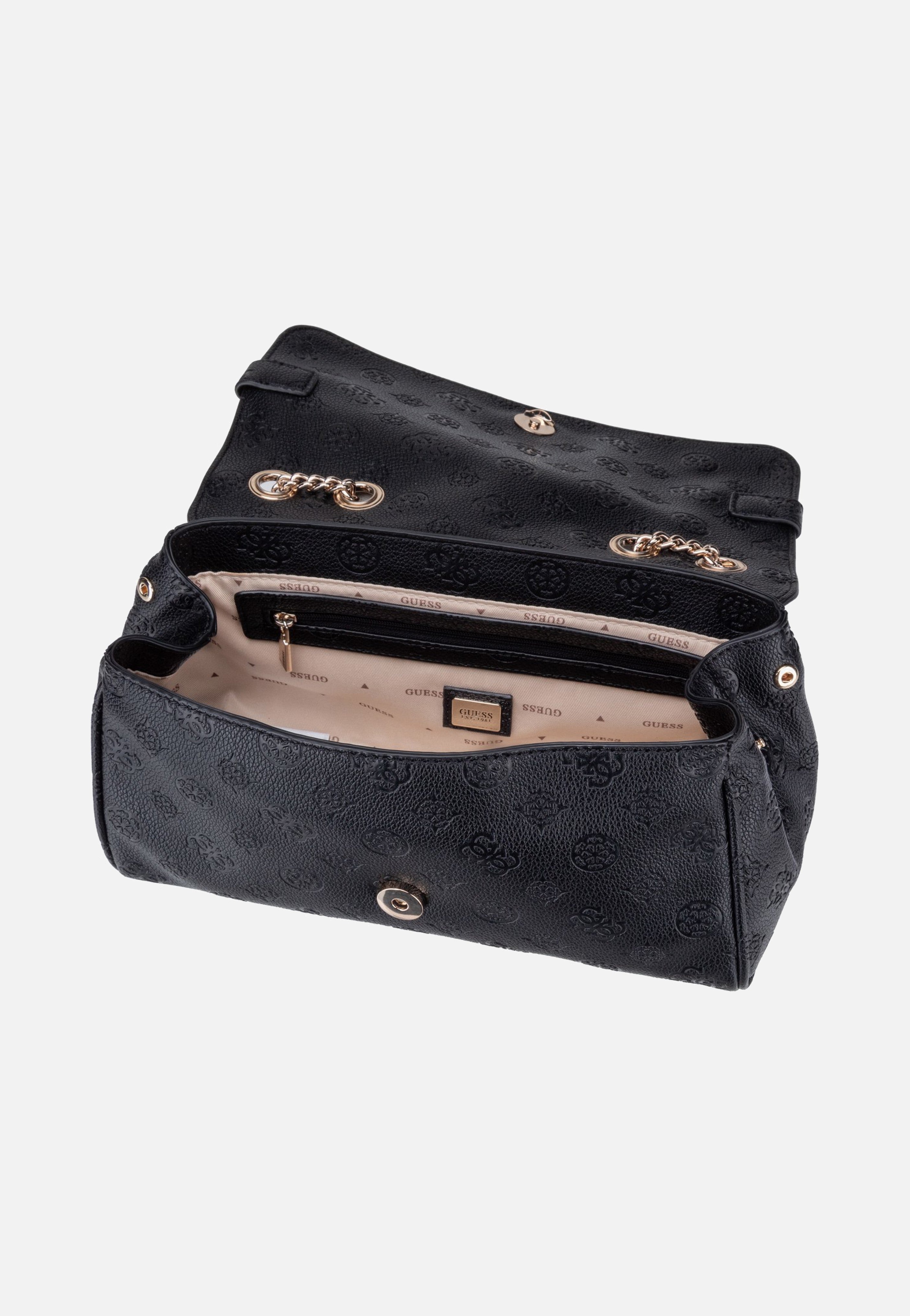 Guess Ella Logo Convertible Flap 46210 Black Logo Crossbody Bag