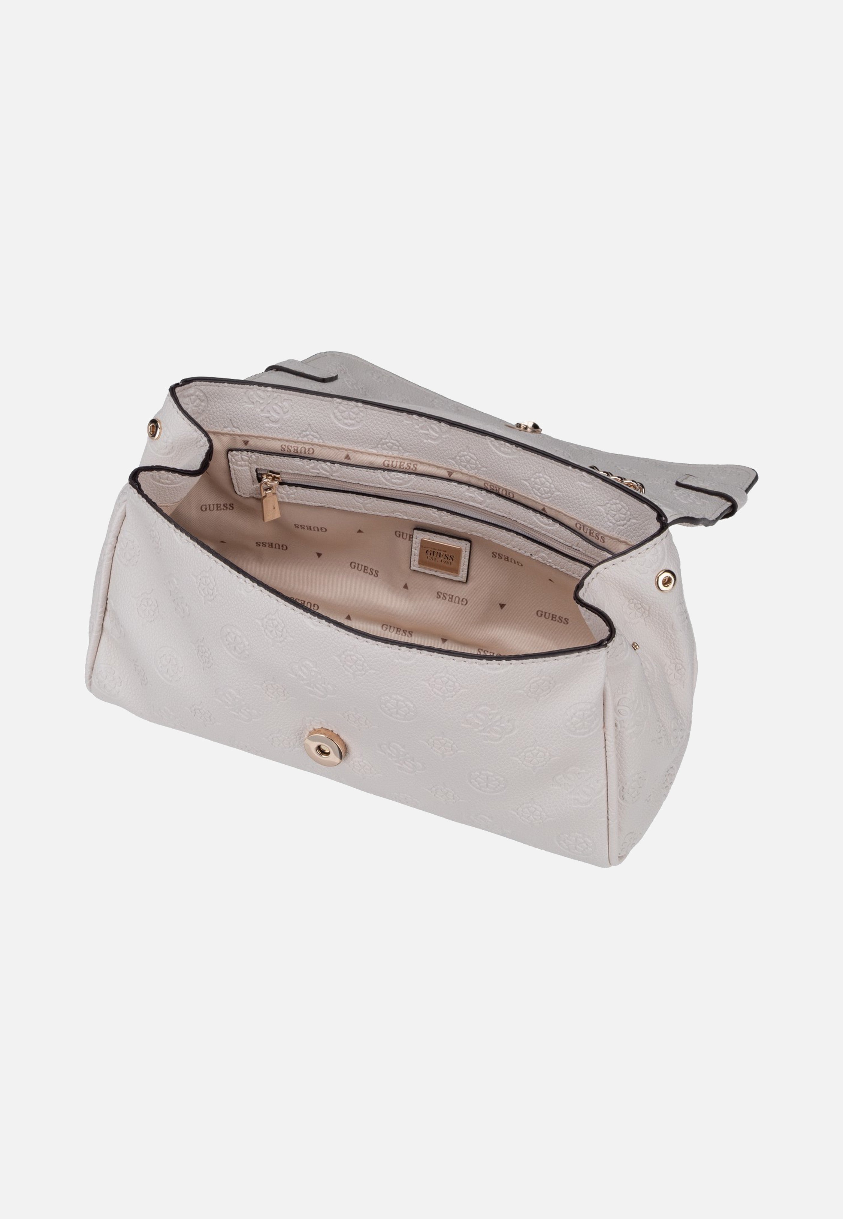Guess Ella Logo Convertible Flap 46210 Stone Logo Crossbody Bag