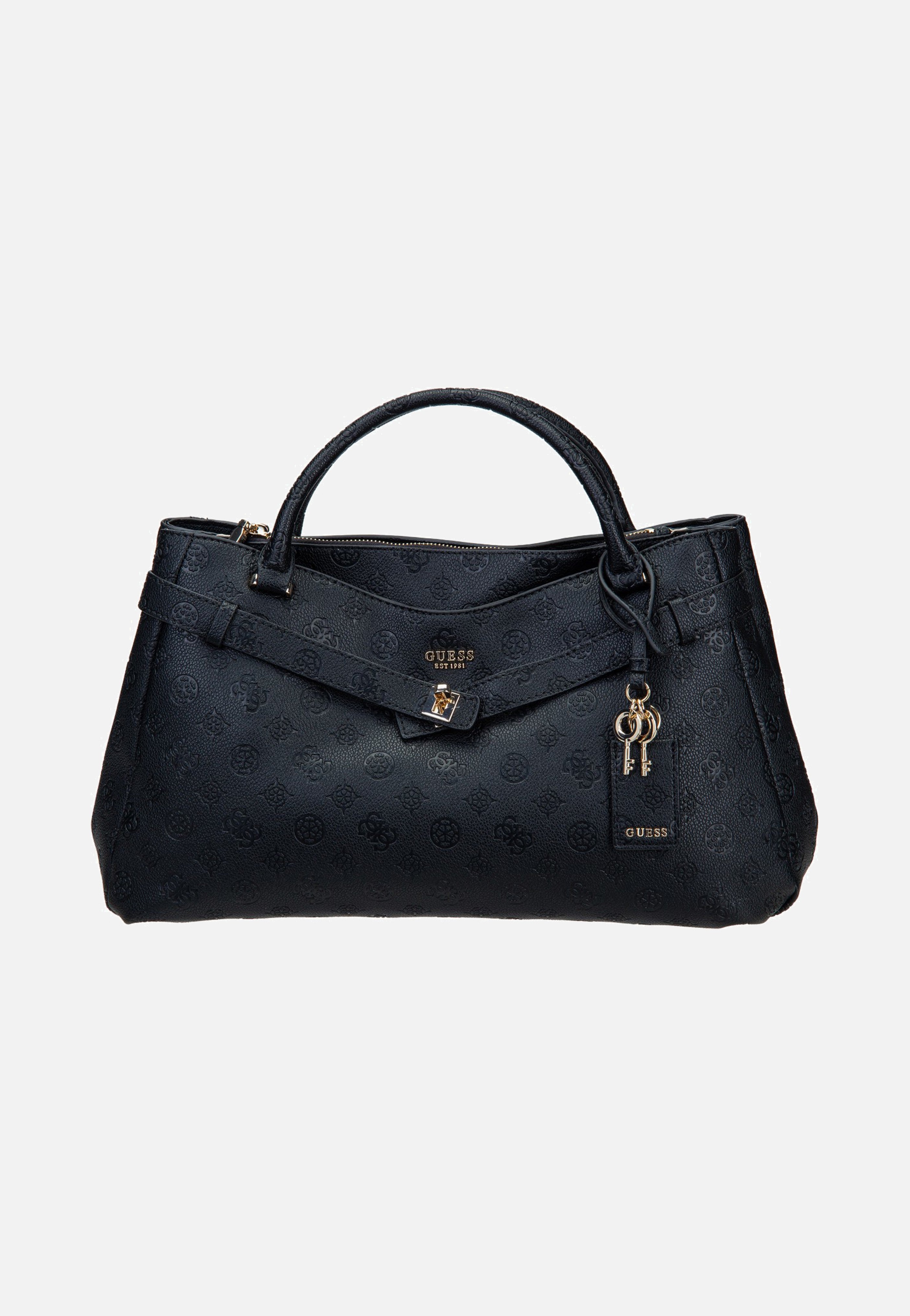 Guess Ella Logo Large Girlfriend 46060 Black Logo Satchel