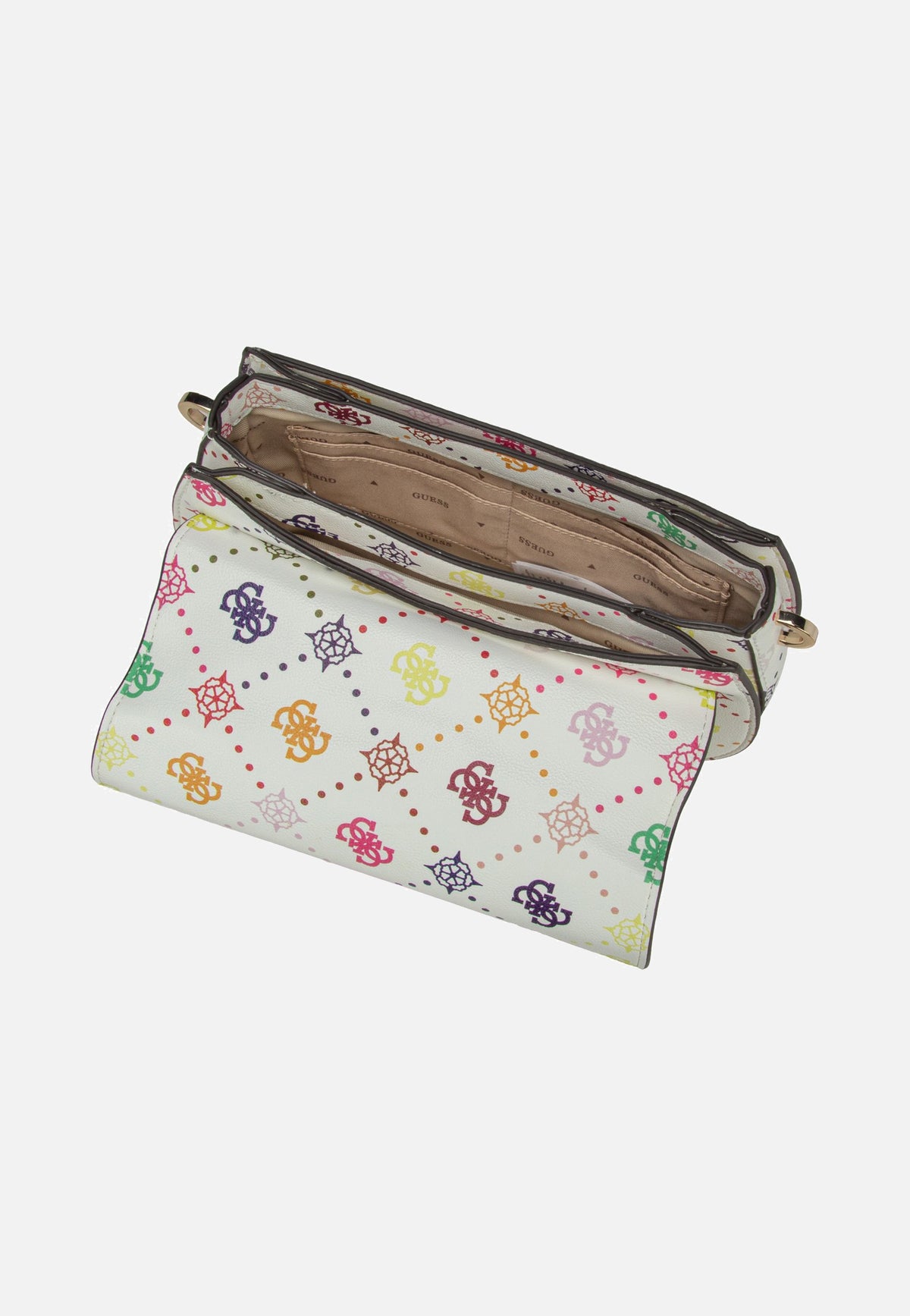 Guess Emelie Logo Flap Shoulder Multi Logo Schultertasche