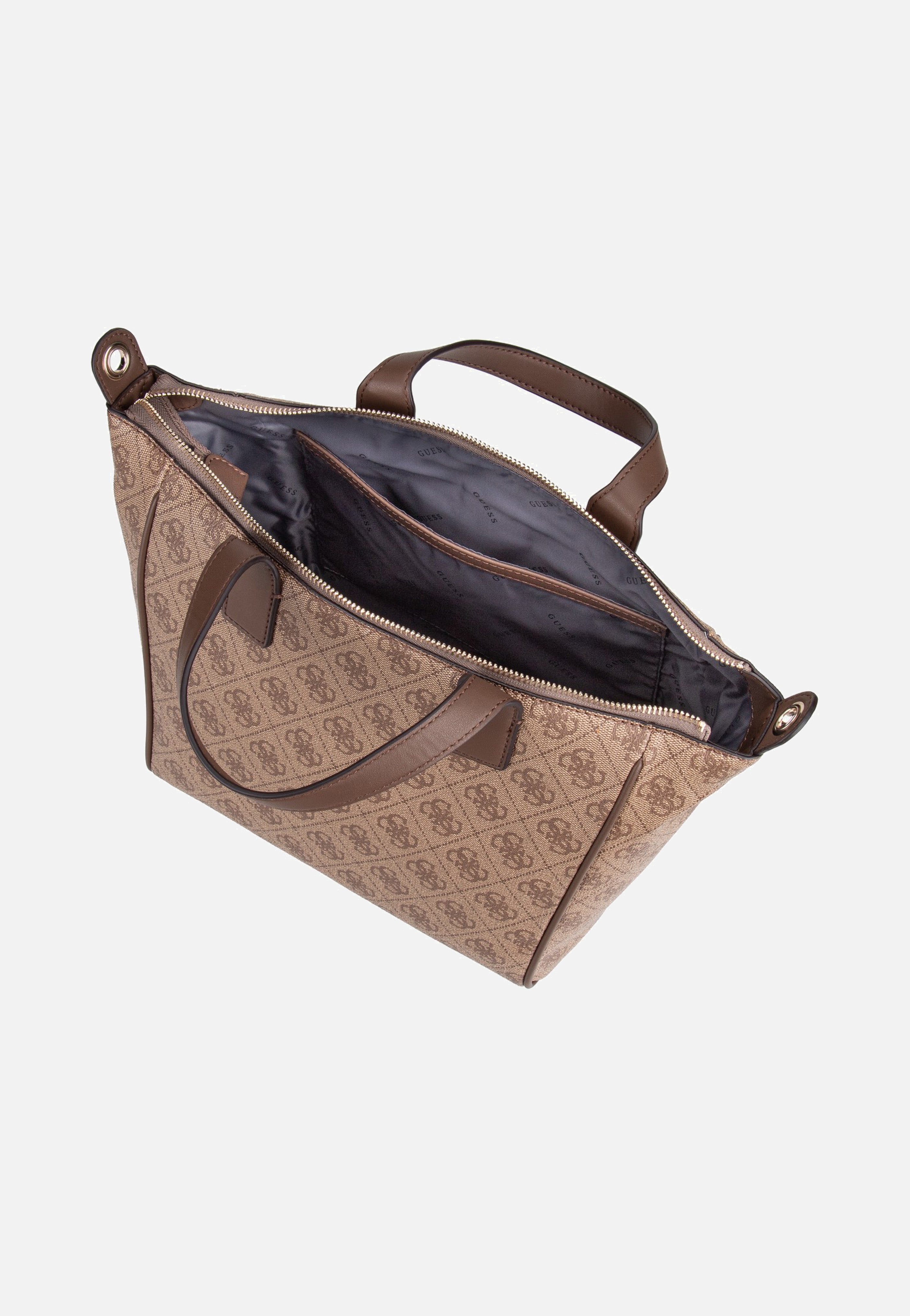 Guess Follie Small Tote Latte Logo Handle Bag